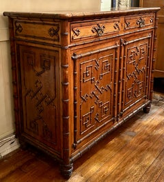Antique 19th Century English "Brighton Pavilion" Style Walnut Chest.