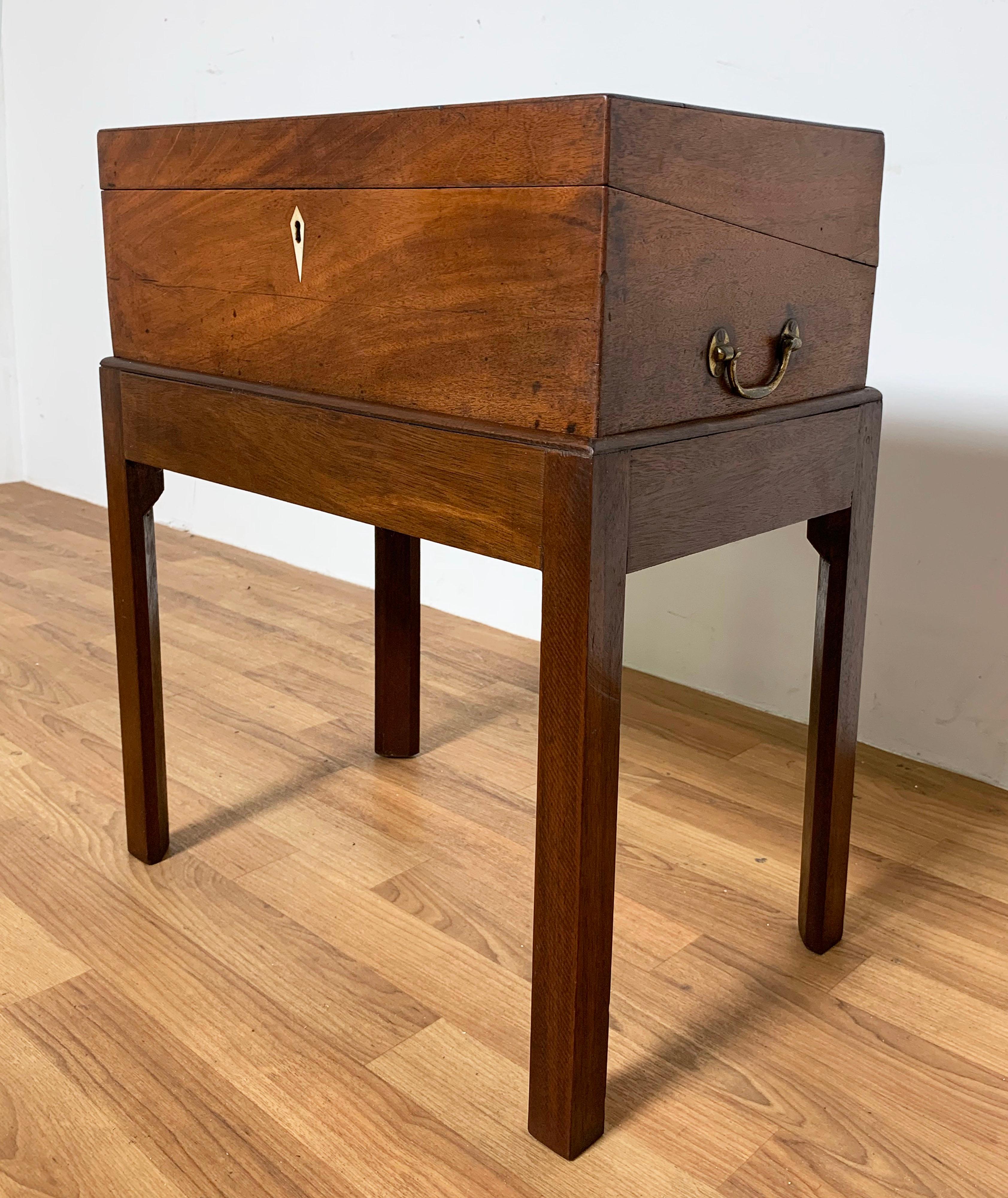 An early 19th Century English lap desk on stand, can be used as an elegant side table.

On stand, measures 22
