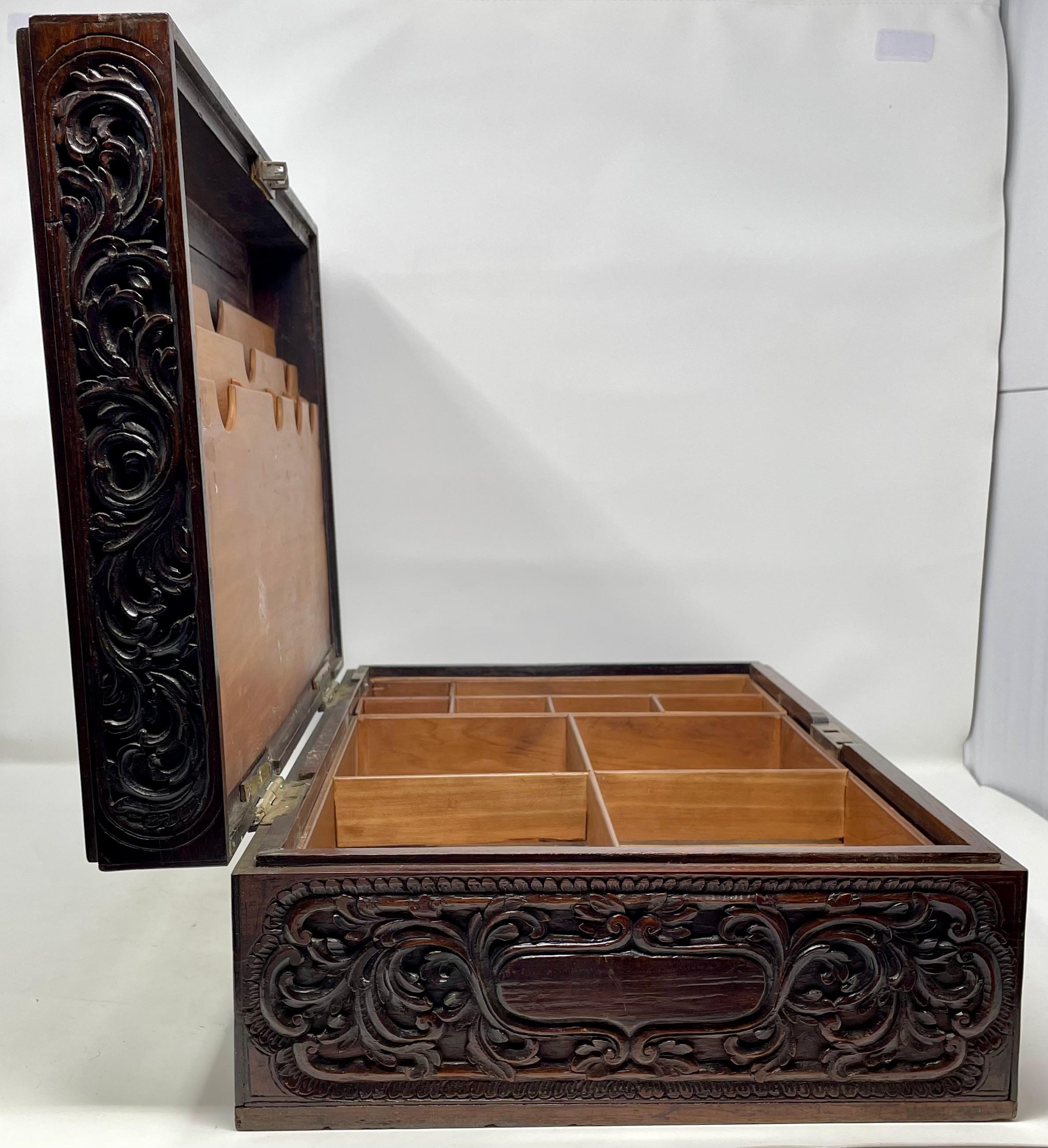 Ancienne boîte aux lettres anglaise du 19e siècle en teck sculpté, vers 1880-1890. en vente 5