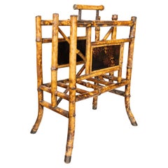 Antique 19th Century English Chinoiserie Bamboo Magazine Rack