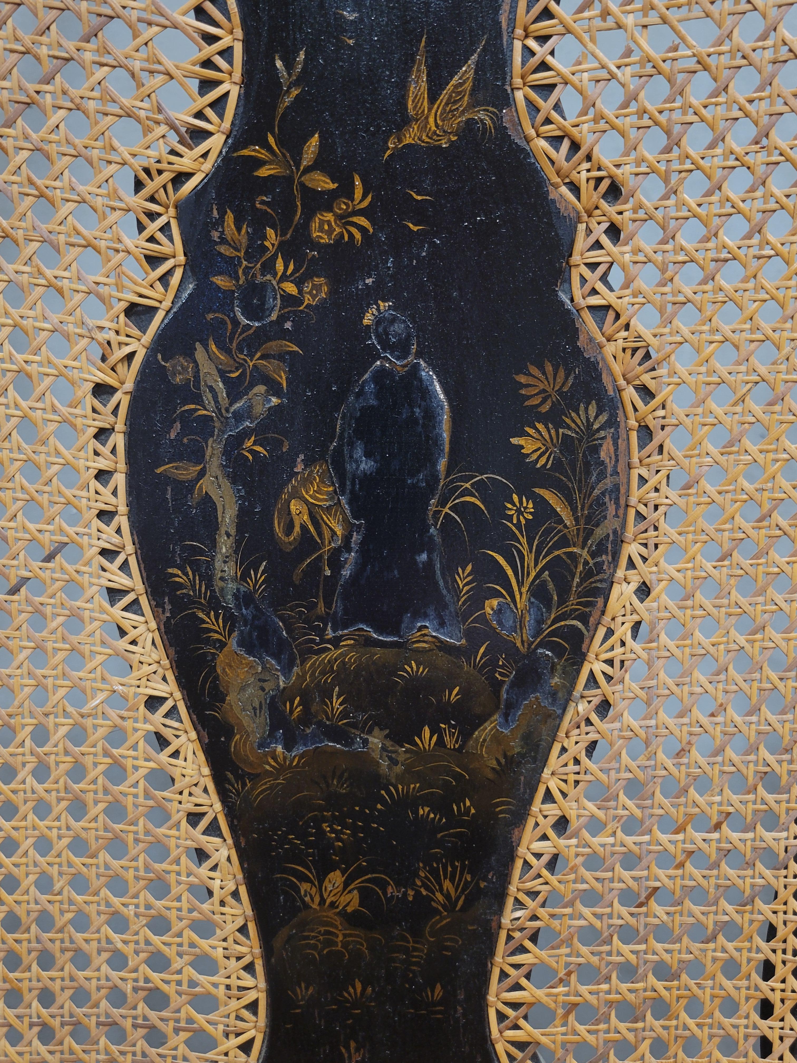 Antico divano con schienale a sedia in lacca e canna inglese del XIX secolo in vendita 7