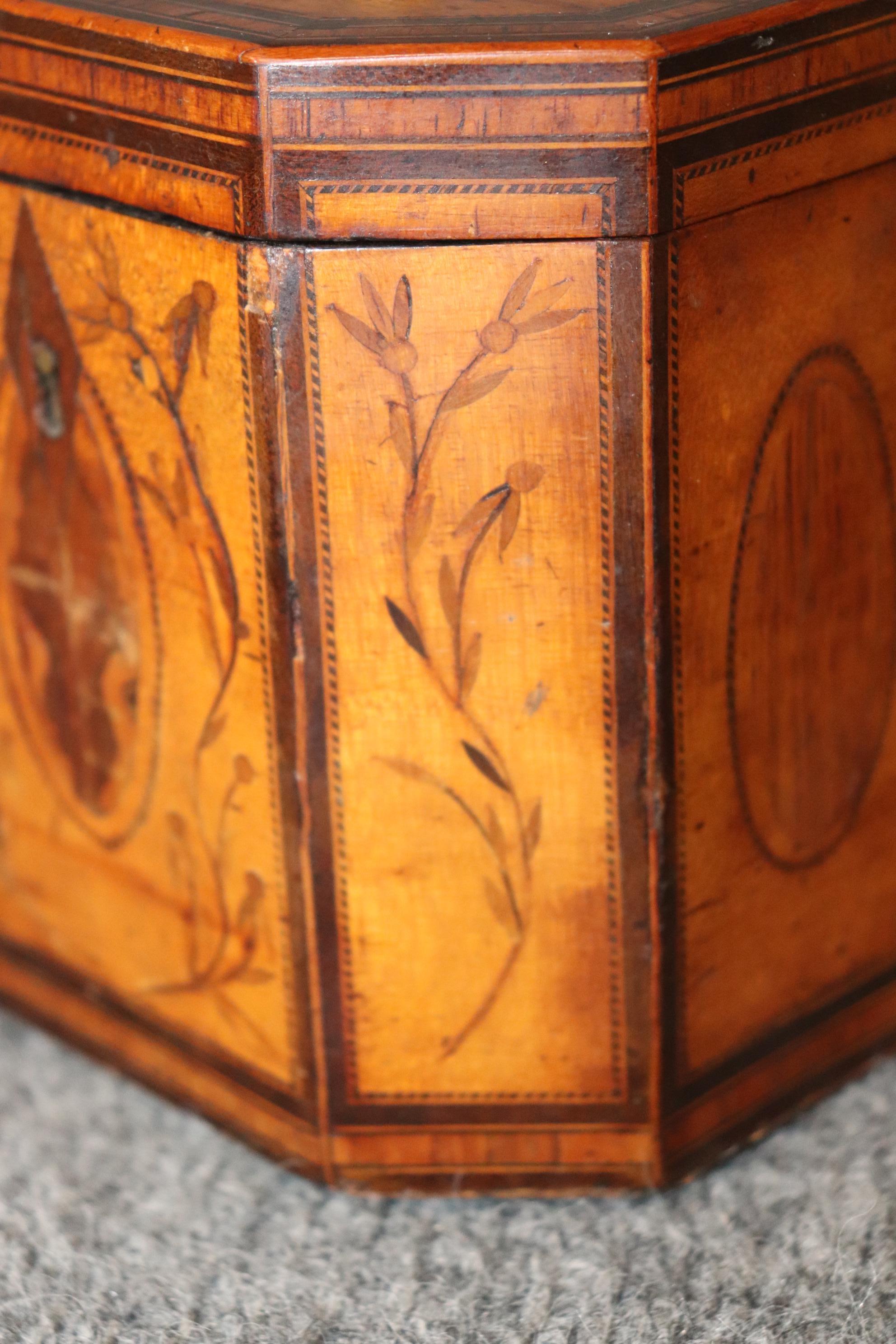 Antique 19th Century English Edwardian Inlaid Tea Caddy Box For Sale 5