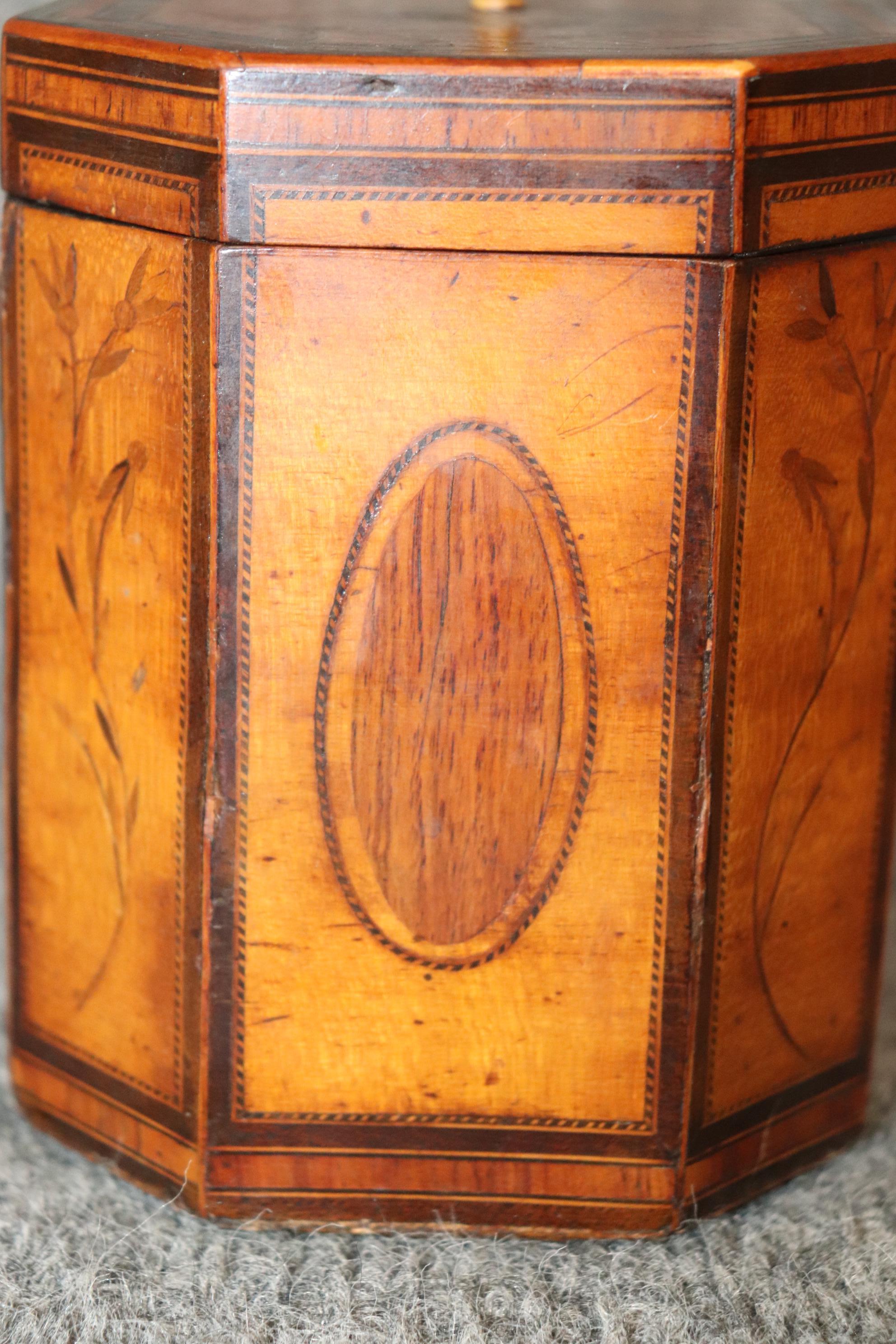 Antique 19th Century English Edwardian Inlaid Tea Caddy Box For Sale 6