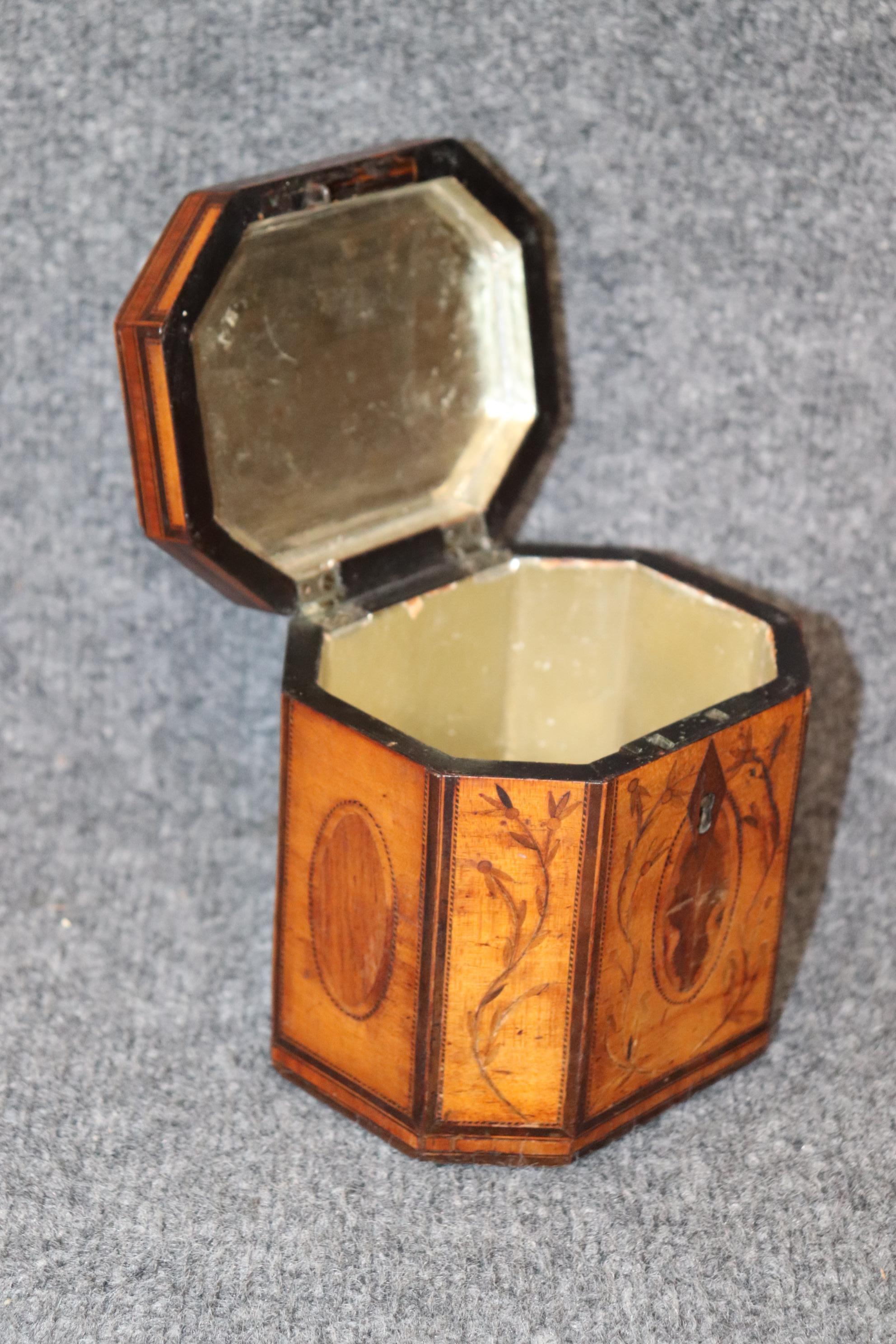 Boîte à thé antique anglaise édouardienne du 19ème siècle avec marqueterie Bon état - En vente à Swedesboro, NJ