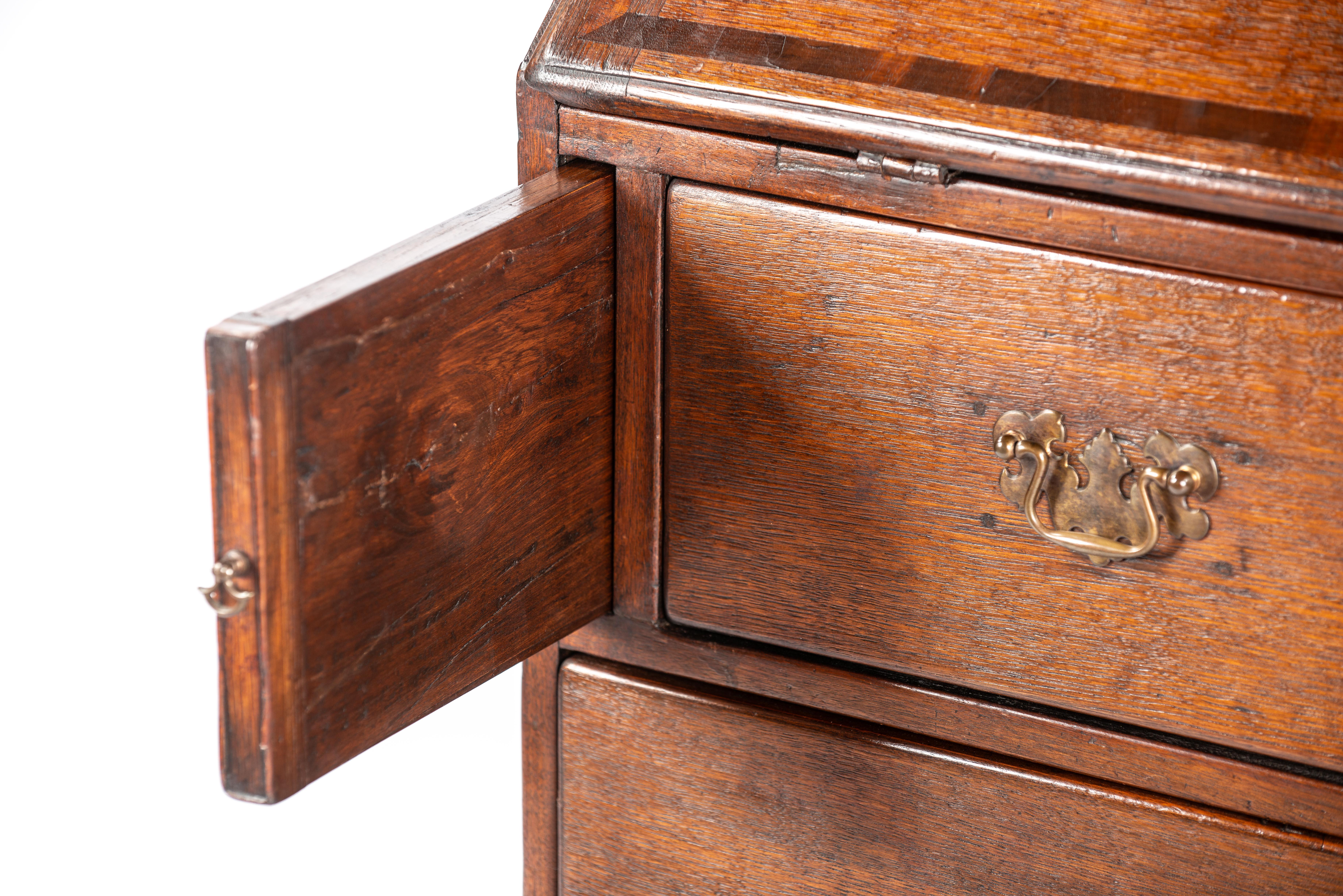 Antique 19th century English George III warm oak Slant front secretary desk 5