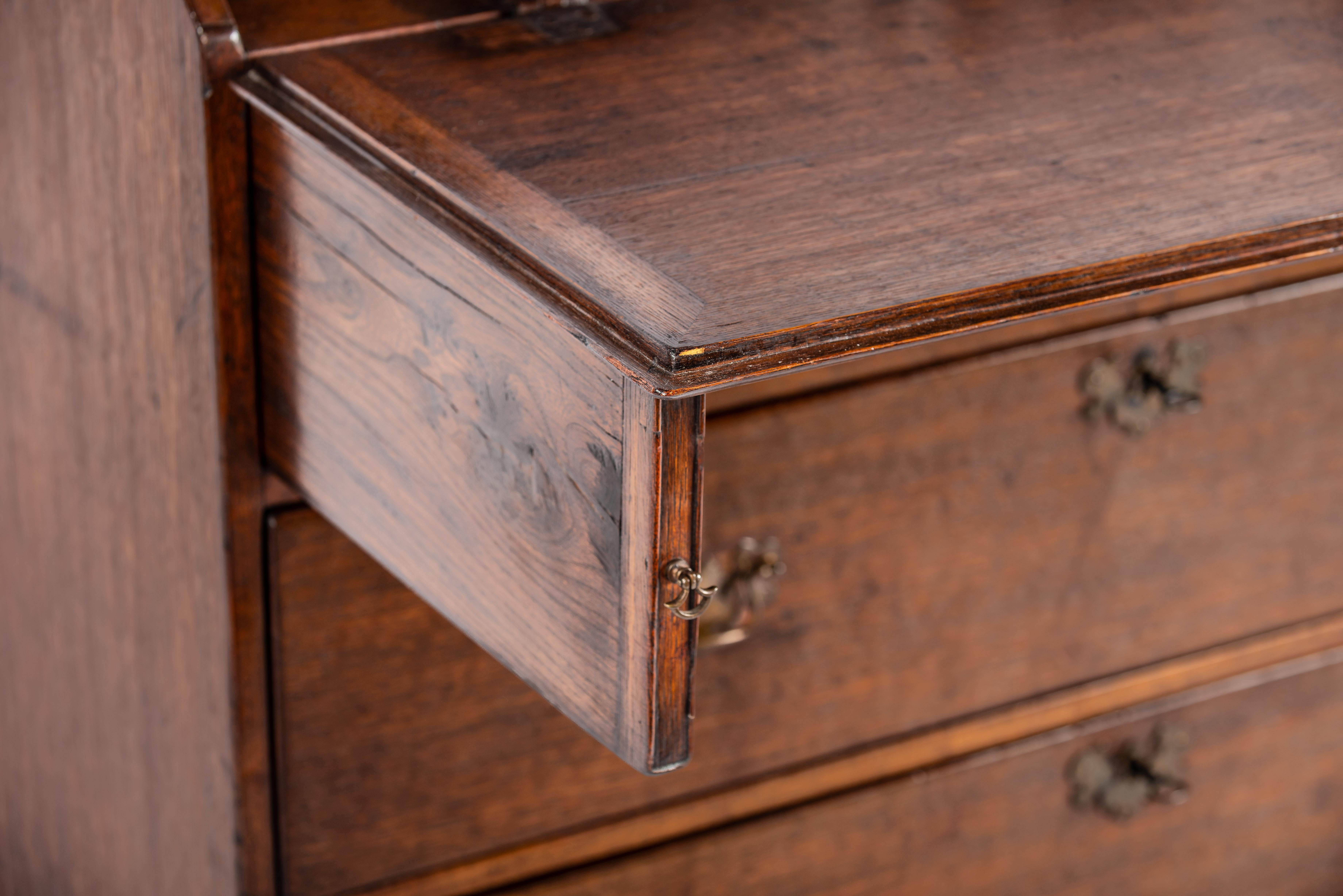 Antique 19th century English George III warm oak Slant front secretary desk 7