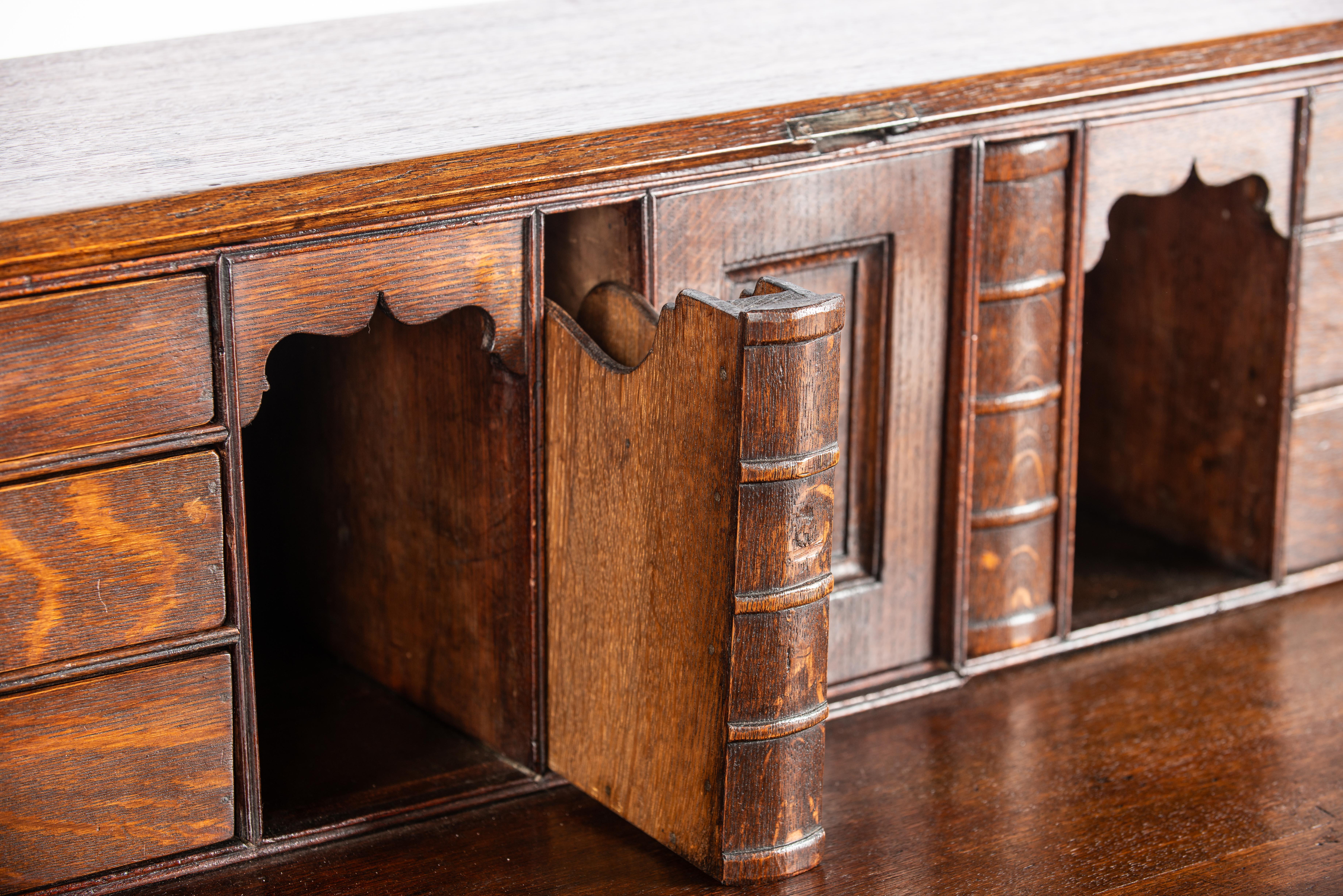 Antique 19th century English George III warm oak Slant front secretary desk 9