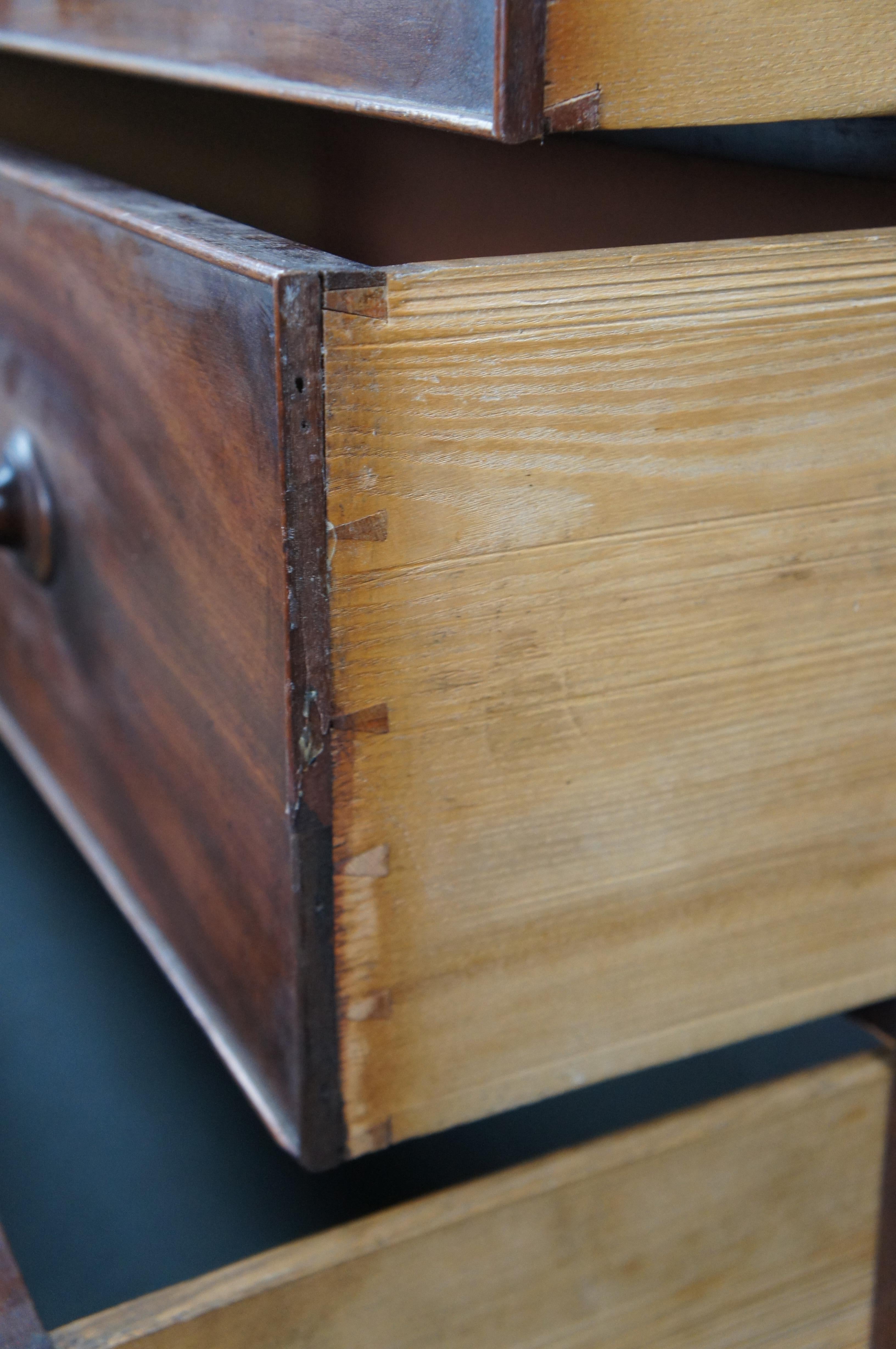 Antique 19th Century English Georgian Mahogany Tallboy Dresser Chest of Drawers 4