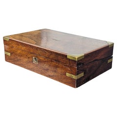 Antique 19th Century English Georgian Rosewood Campaign Writing Slope Desk 14"