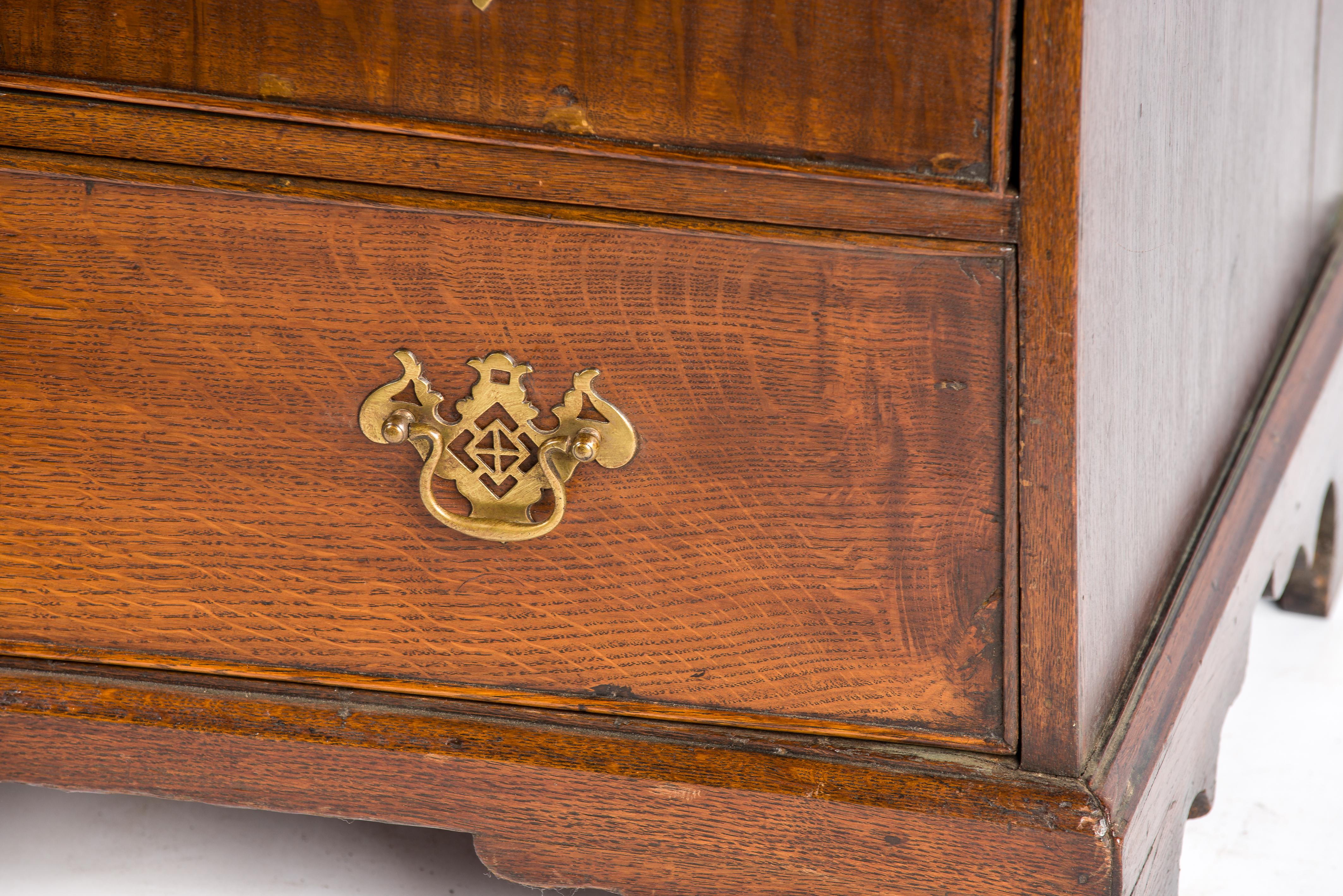 Brass Antique 19th Century English Georgian Slant Front Desk or Secretary For Sale