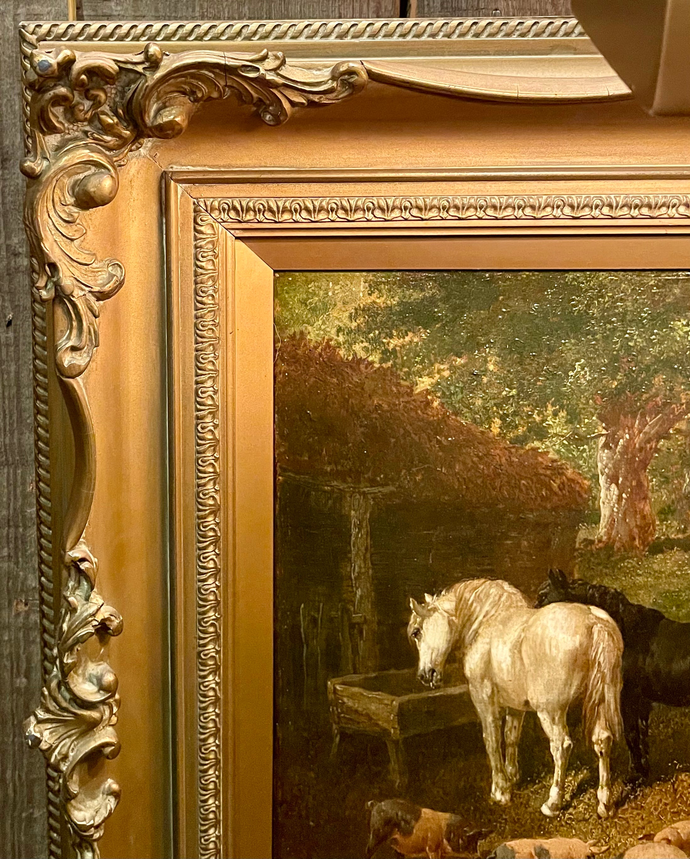 Antique 19th Century English oil on canvas painting by noted equine painter, 