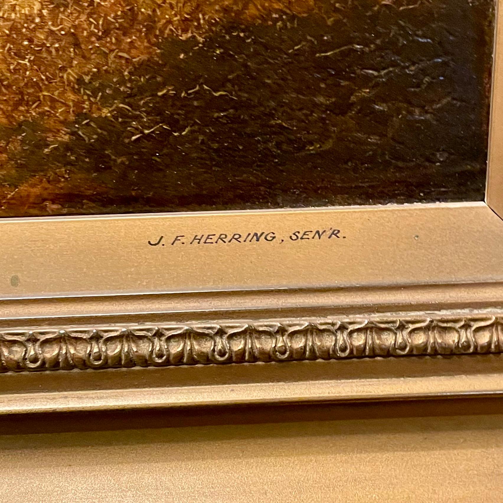 Antique 19th Century English John F. Herring Sr. Oil on Canvas Equine Painting For Sale 2