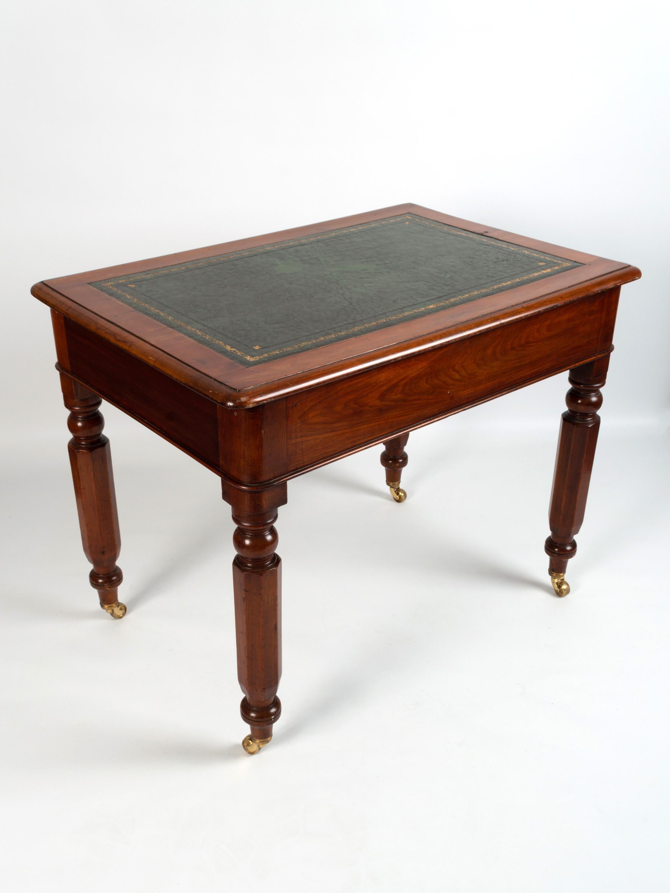Antique 19th Century English Leather Inset Library Table, C.1840 For Sale 4