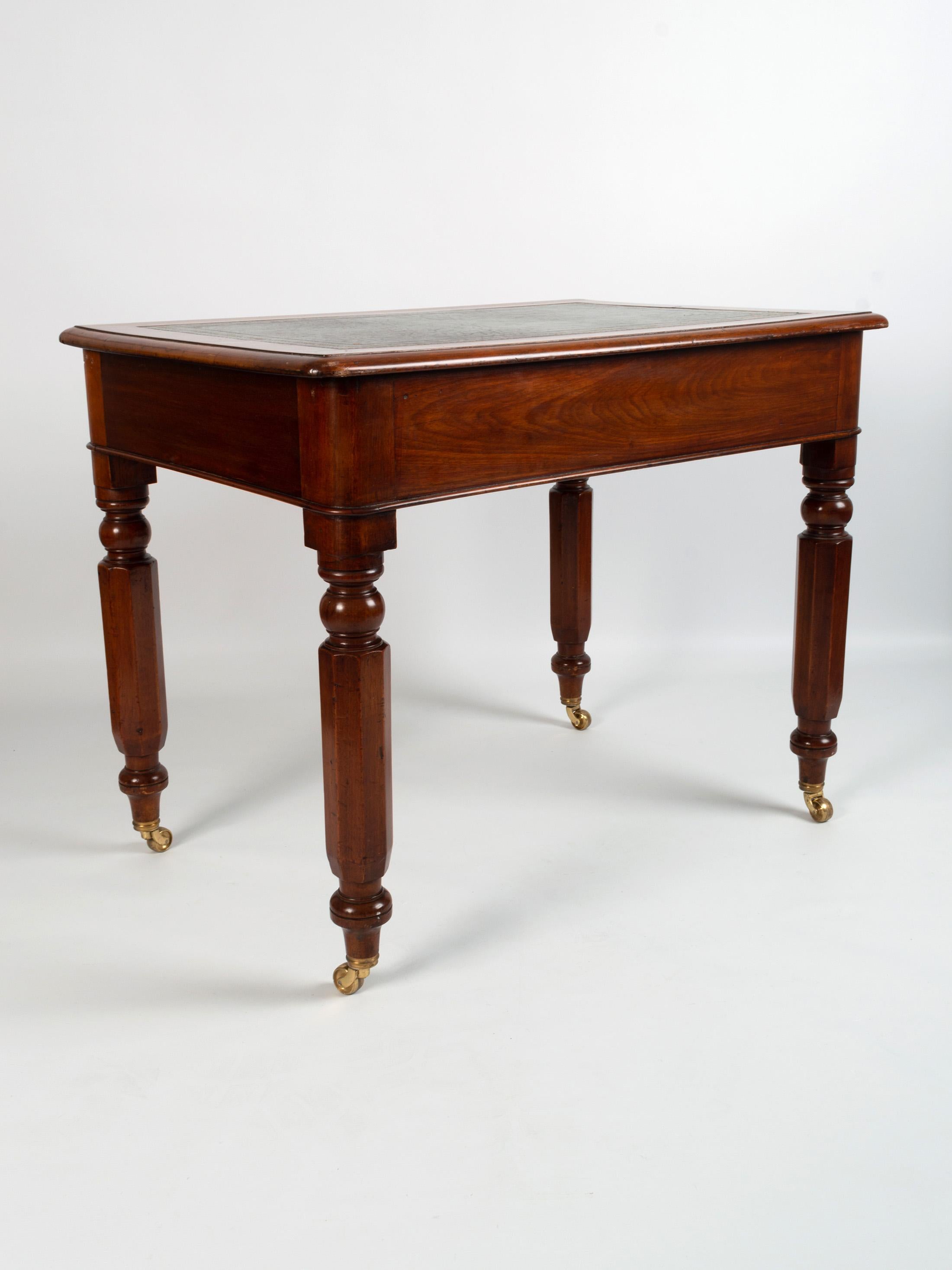 Antique 19th Century English Leather Inset Library Table, C.1840 For Sale 6