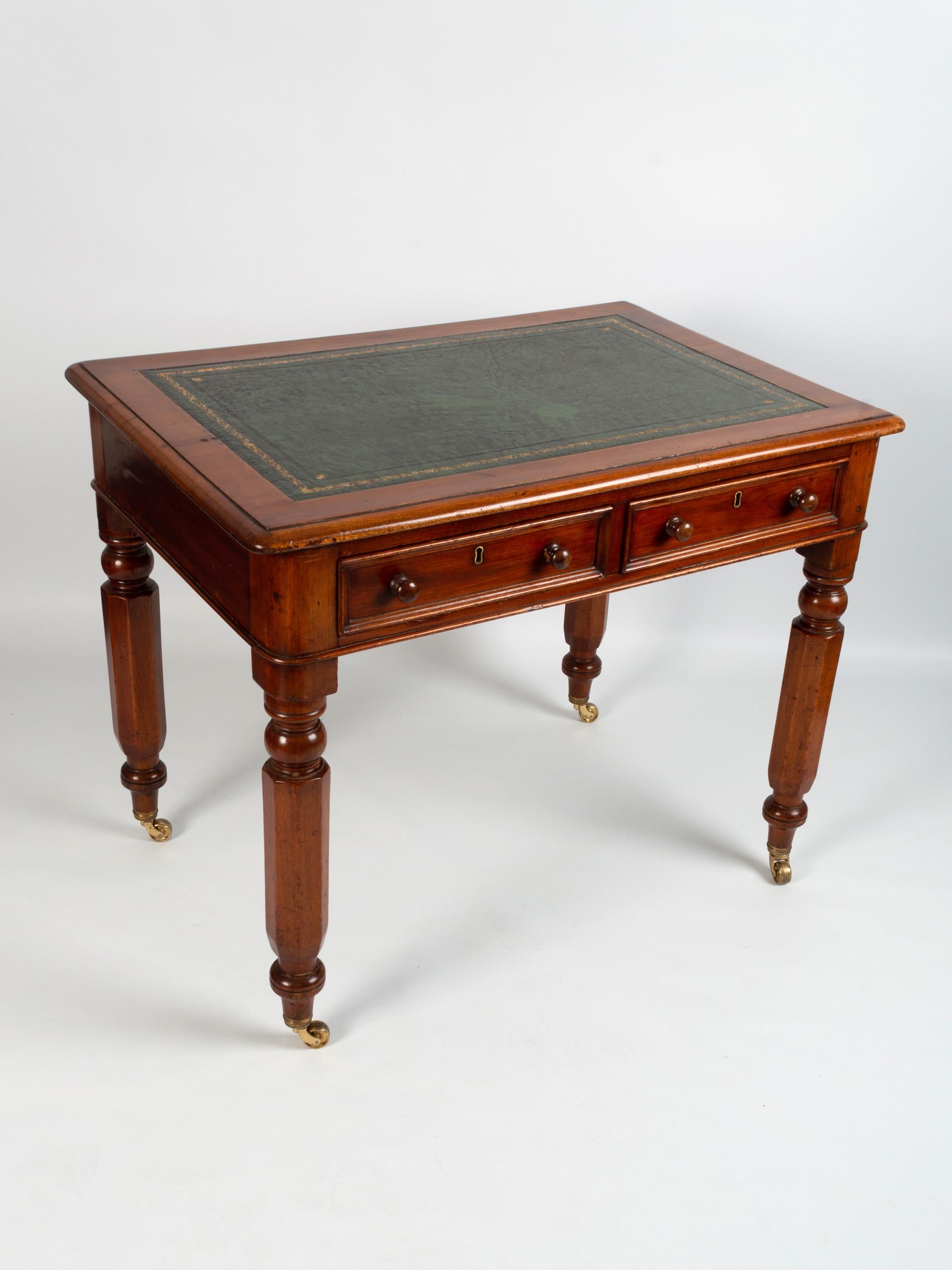 Antique 19th Century English Leather Inset Library Table, C.1840 For Sale 2