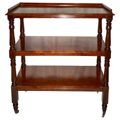 Antique 19th Century English Mahogany 3 Tier Etagere with Casters.