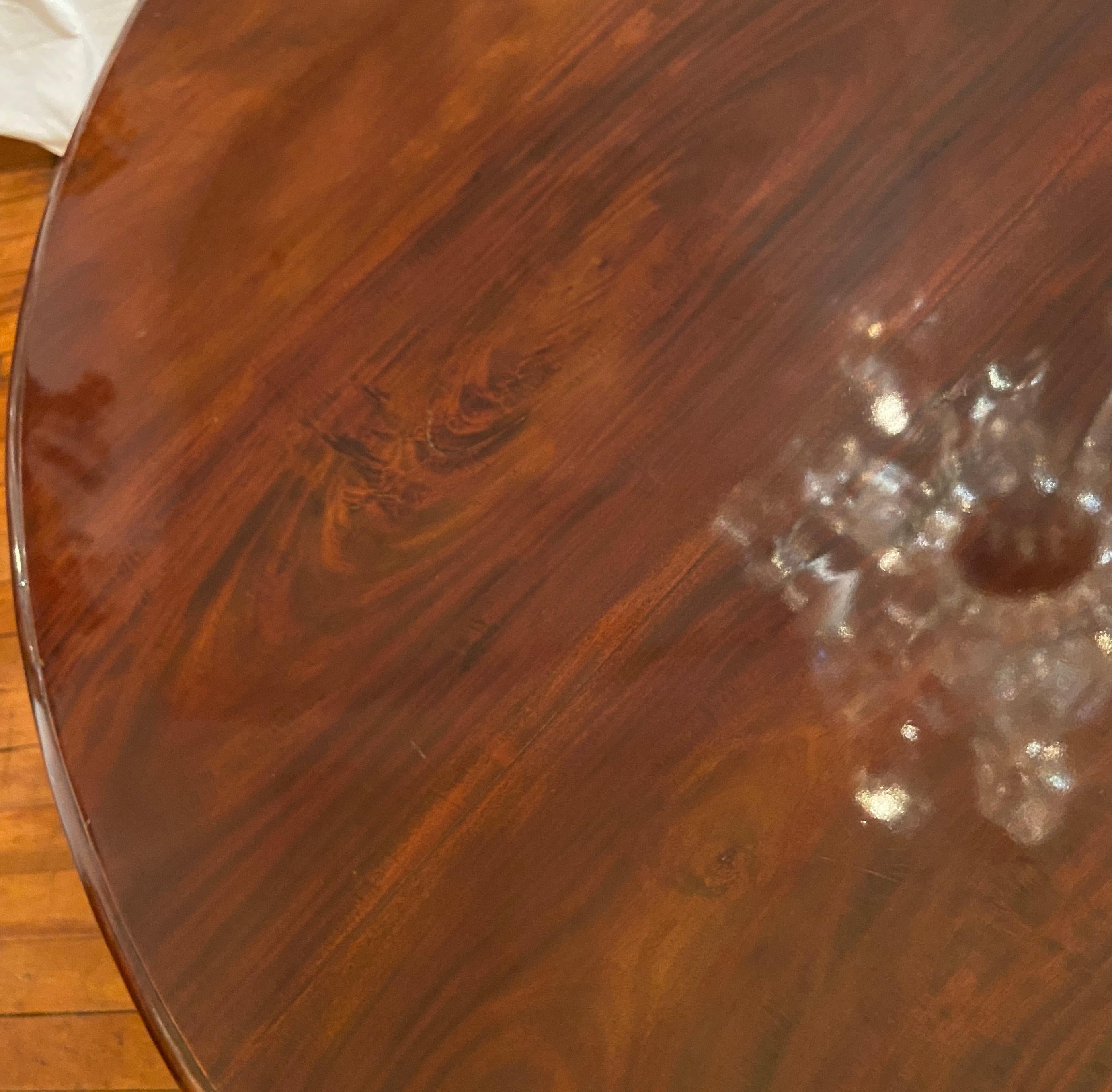 Antique 19th Century English Mahogany Round Dining Table 1