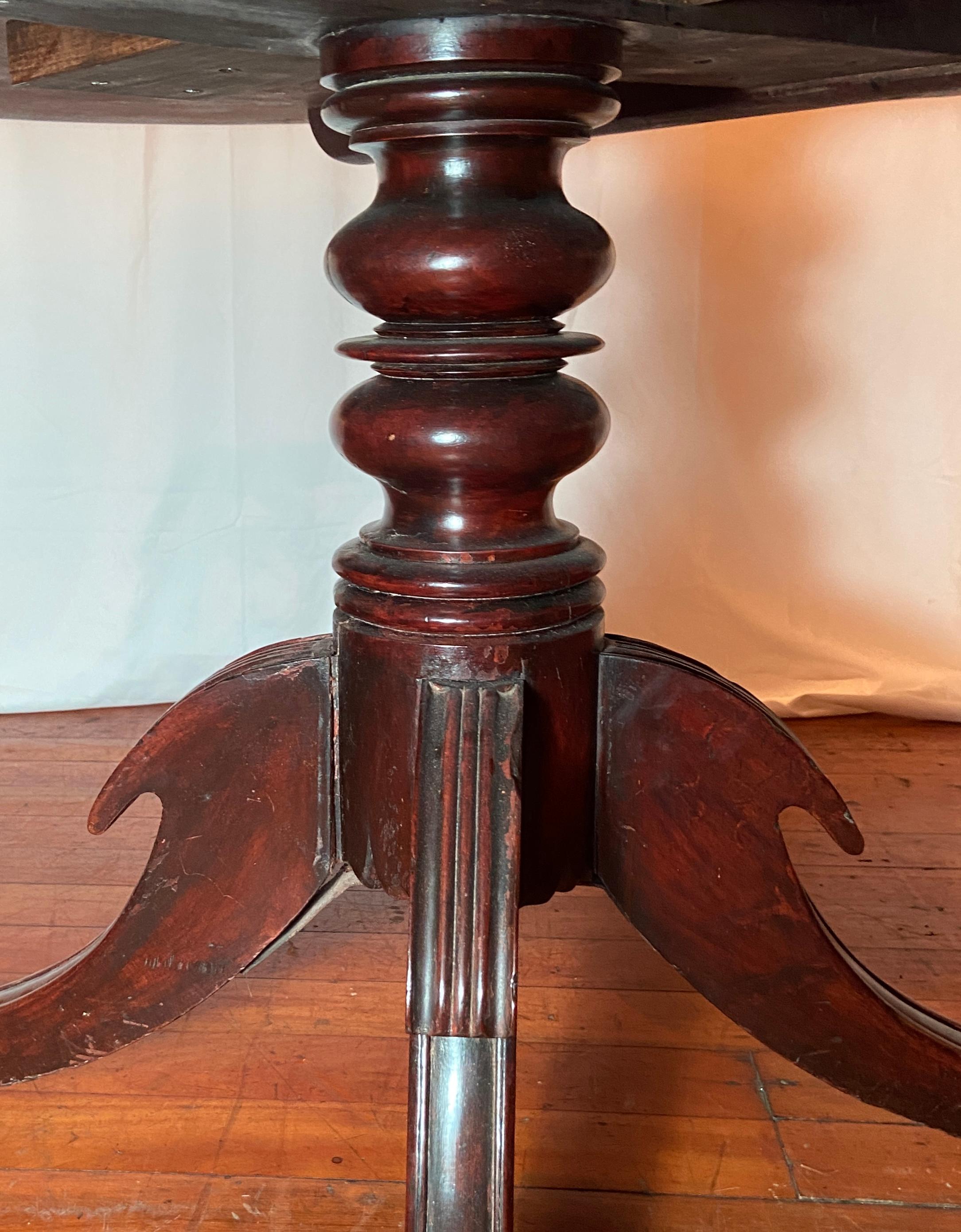 Antique 19th Century English Mahogany Round Dining Table 2