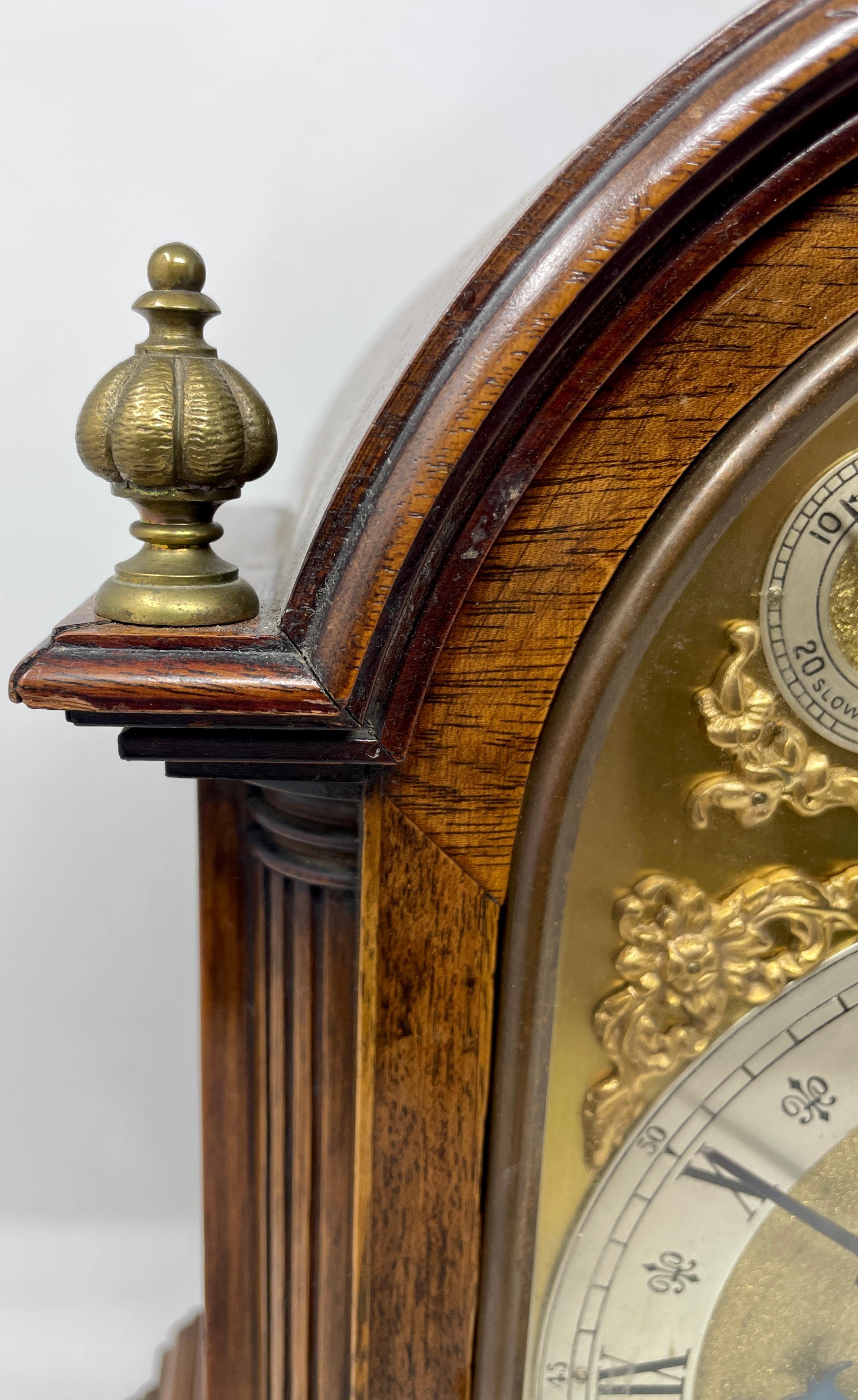 Antique 19th Century English Mahogany and Gold Bronze Bracket Clock, Circa 1880 In Good Condition In New Orleans, LA