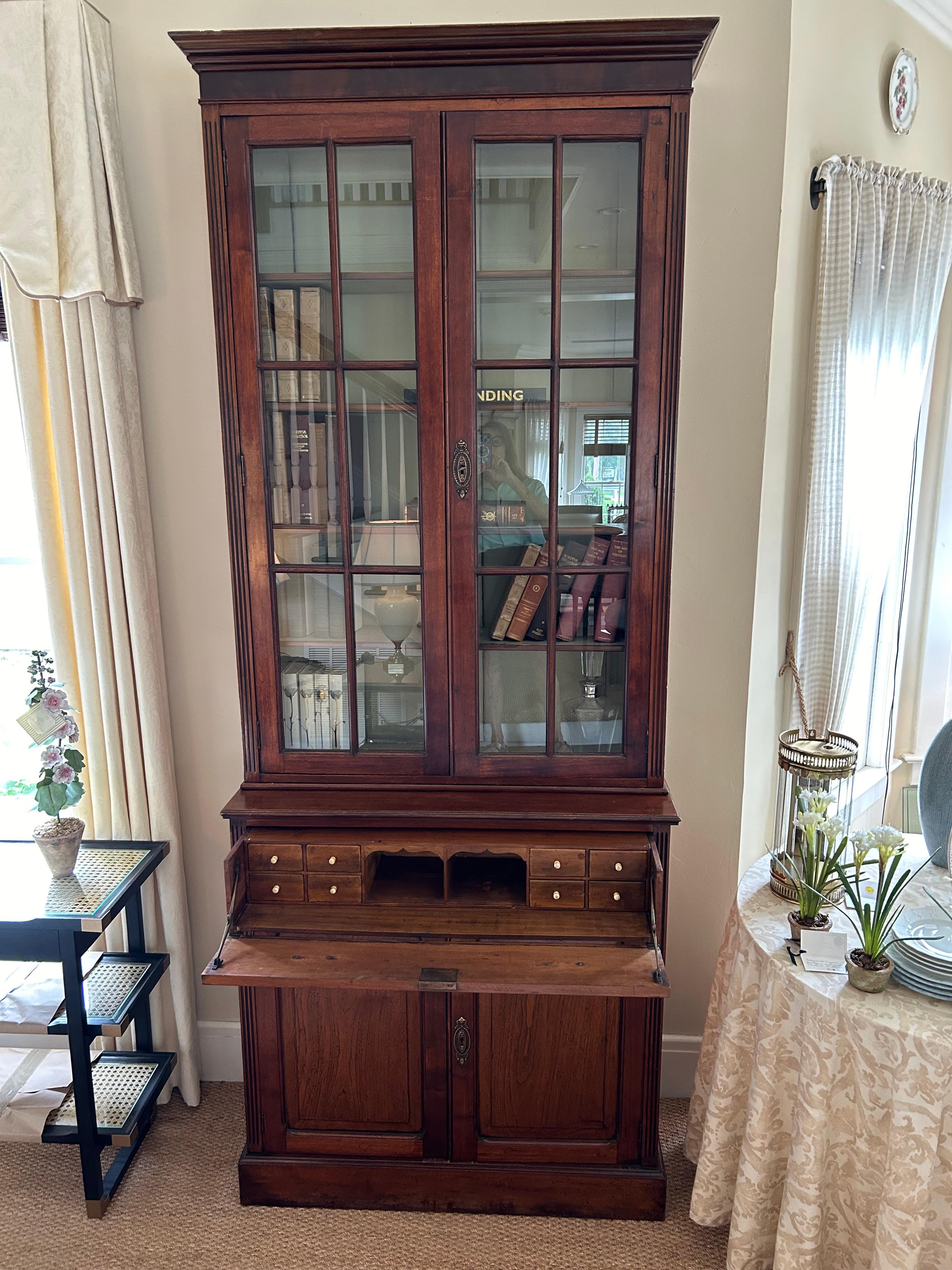 Antique 19th Century English Mahogany Bookcase Secretary 9