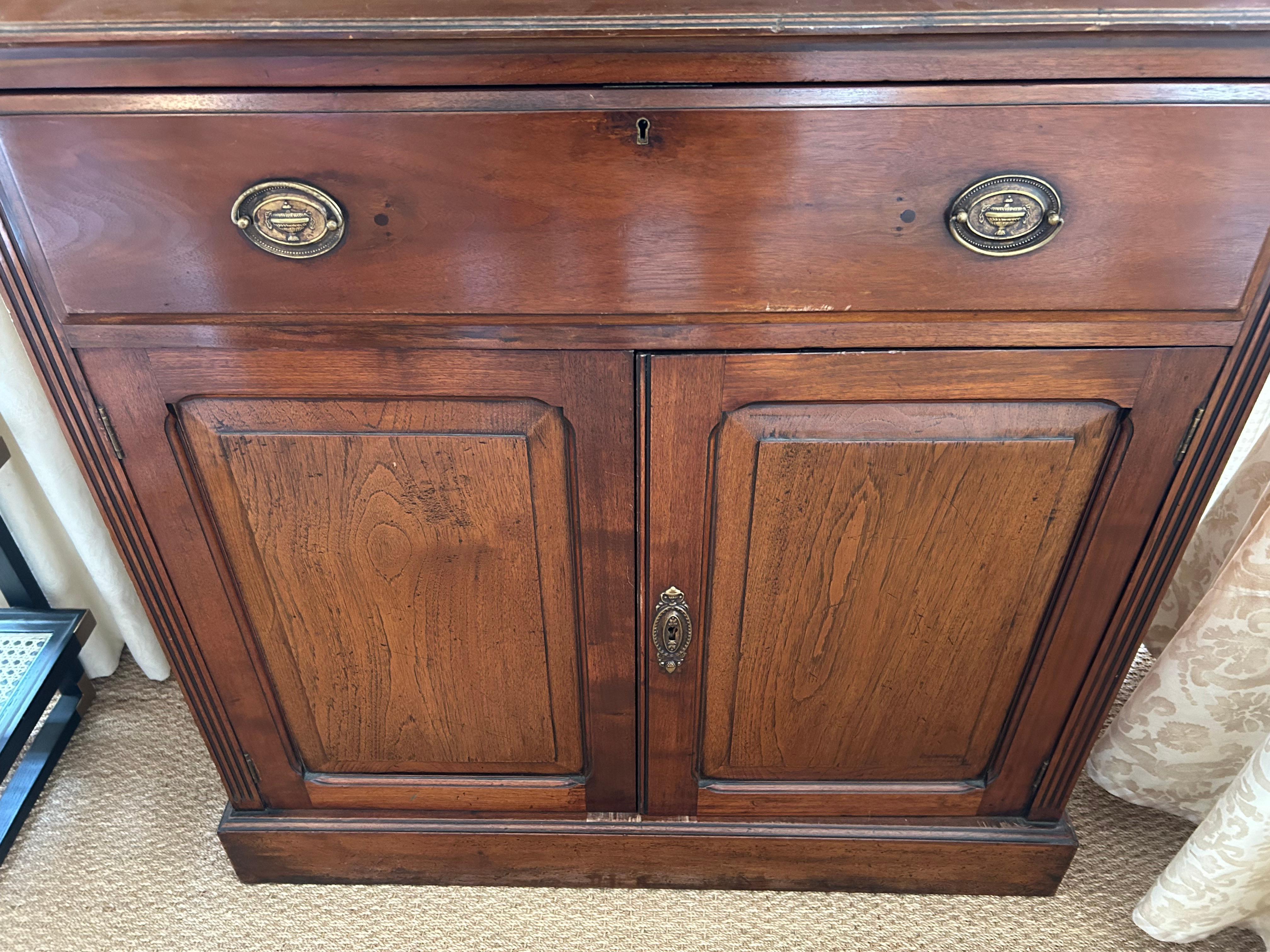 Glass Antique 19th Century English Mahogany Bookcase Secretary