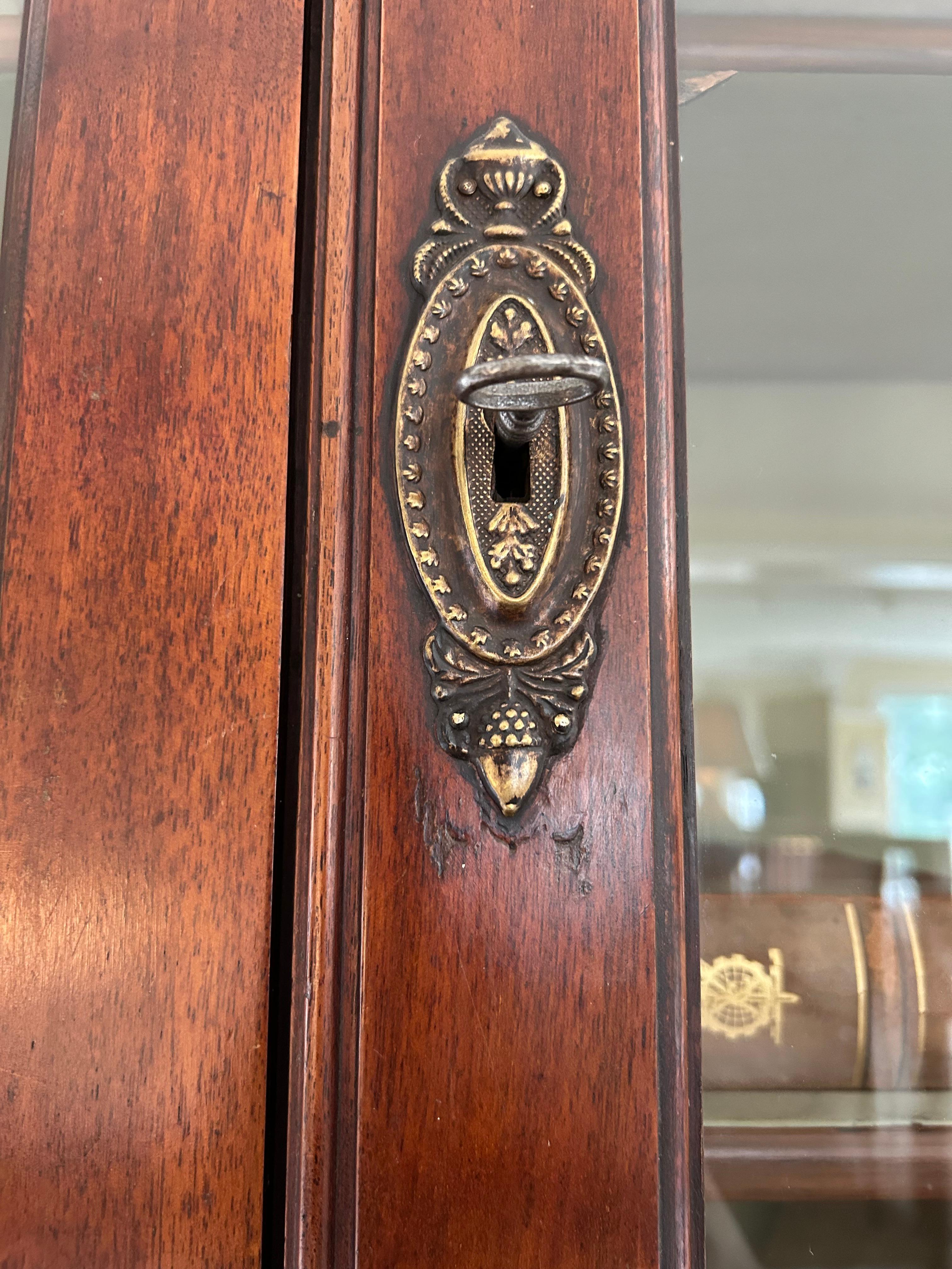 Antique 19th Century English Mahogany Bookcase Secretary 4