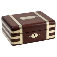Antique 19th Century English Mahogany & Brass Bound Jewellery Box c.1820