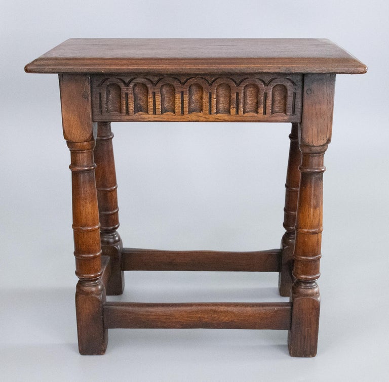 19th Century English Carved Oak Pegged Joint Stool Side Table For Sale ...