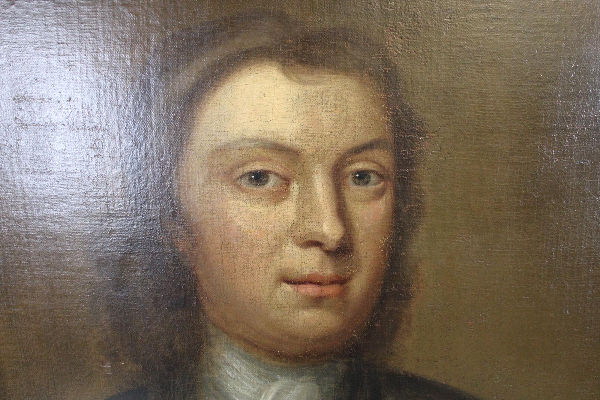 Antique 19th Century English Philosopher Portrait Oil Painting Young Man 3