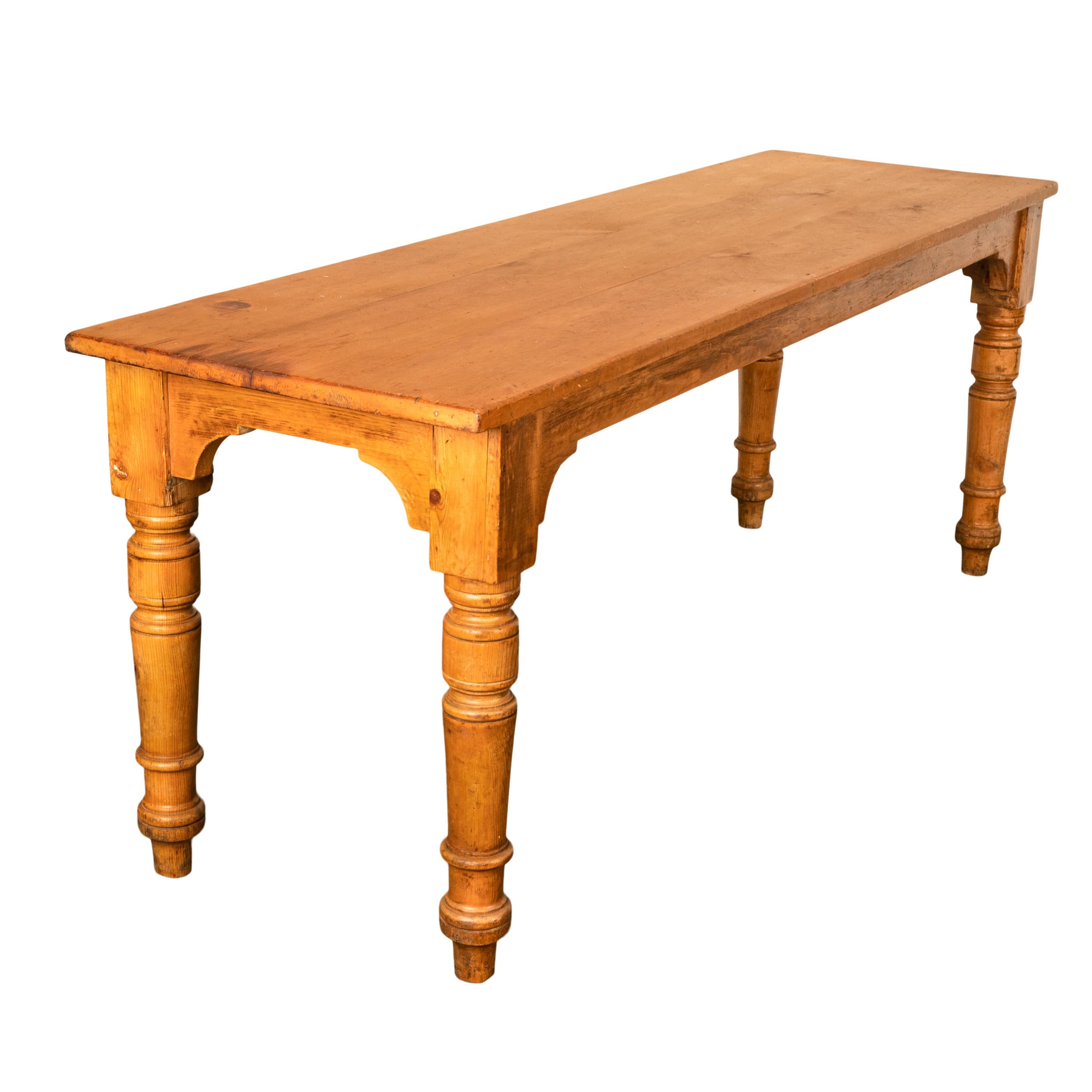 Antique 19th Century English Pine Country Farmhouse 8 seat Dining Table 1860 For Sale 3
