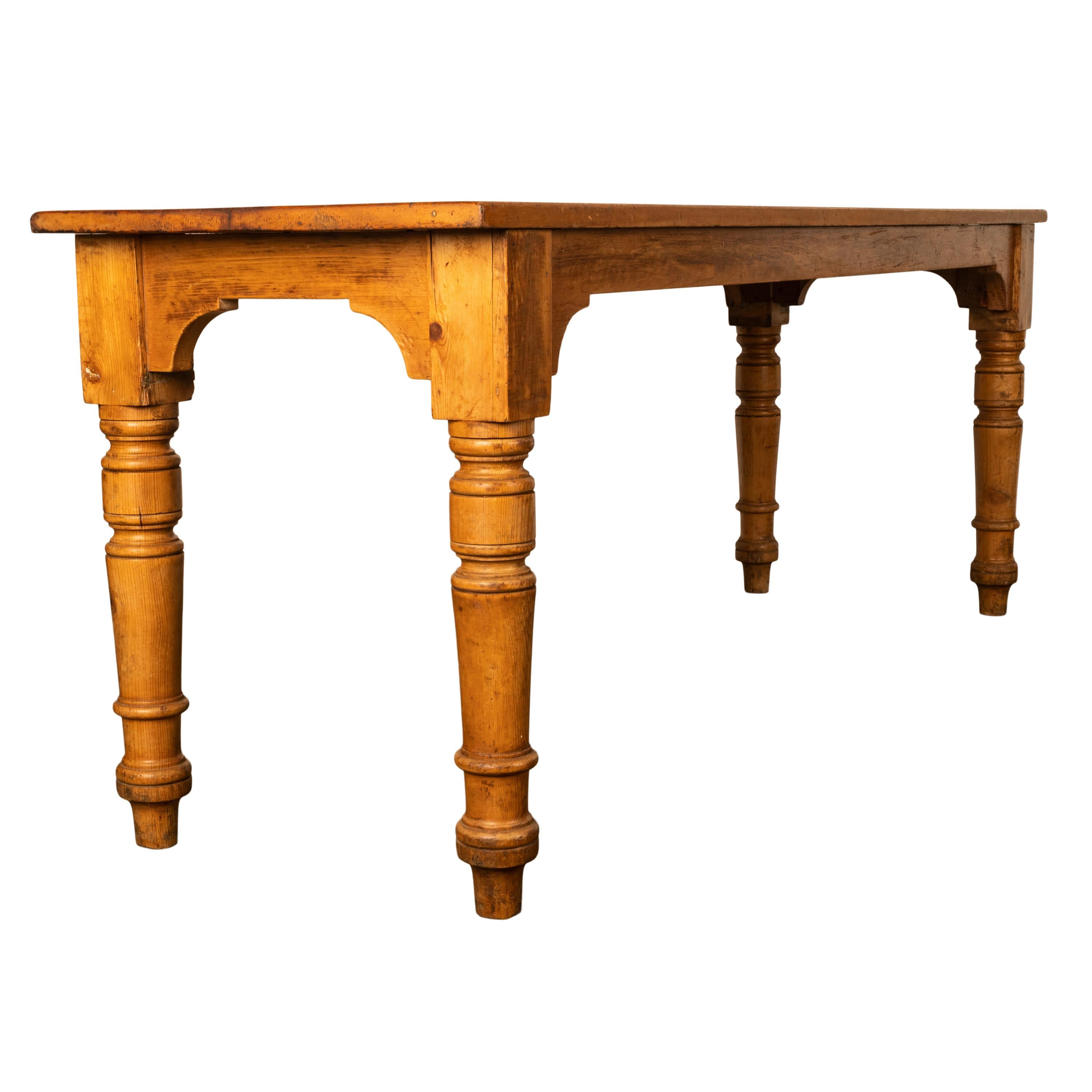 Antique 19th Century English Pine Country Farmhouse 8 seat Dining Table 1860 For Sale 5