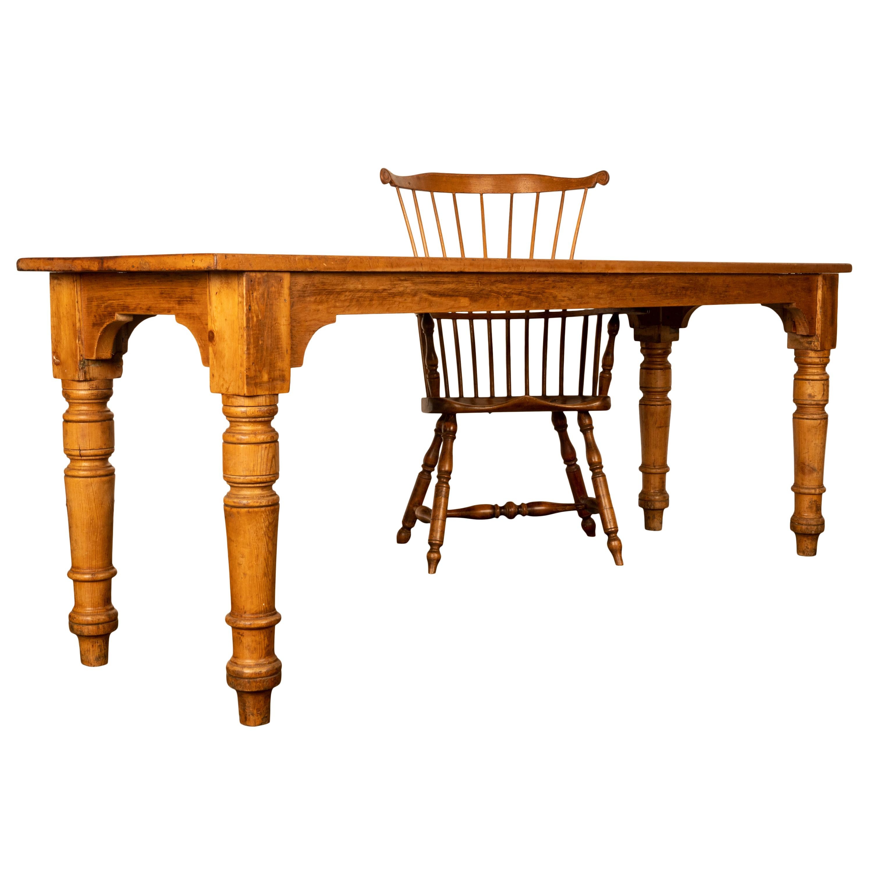 Antique 19th Century English Pine Country Farmhouse 8 seat Dining Table 1860 For Sale 8