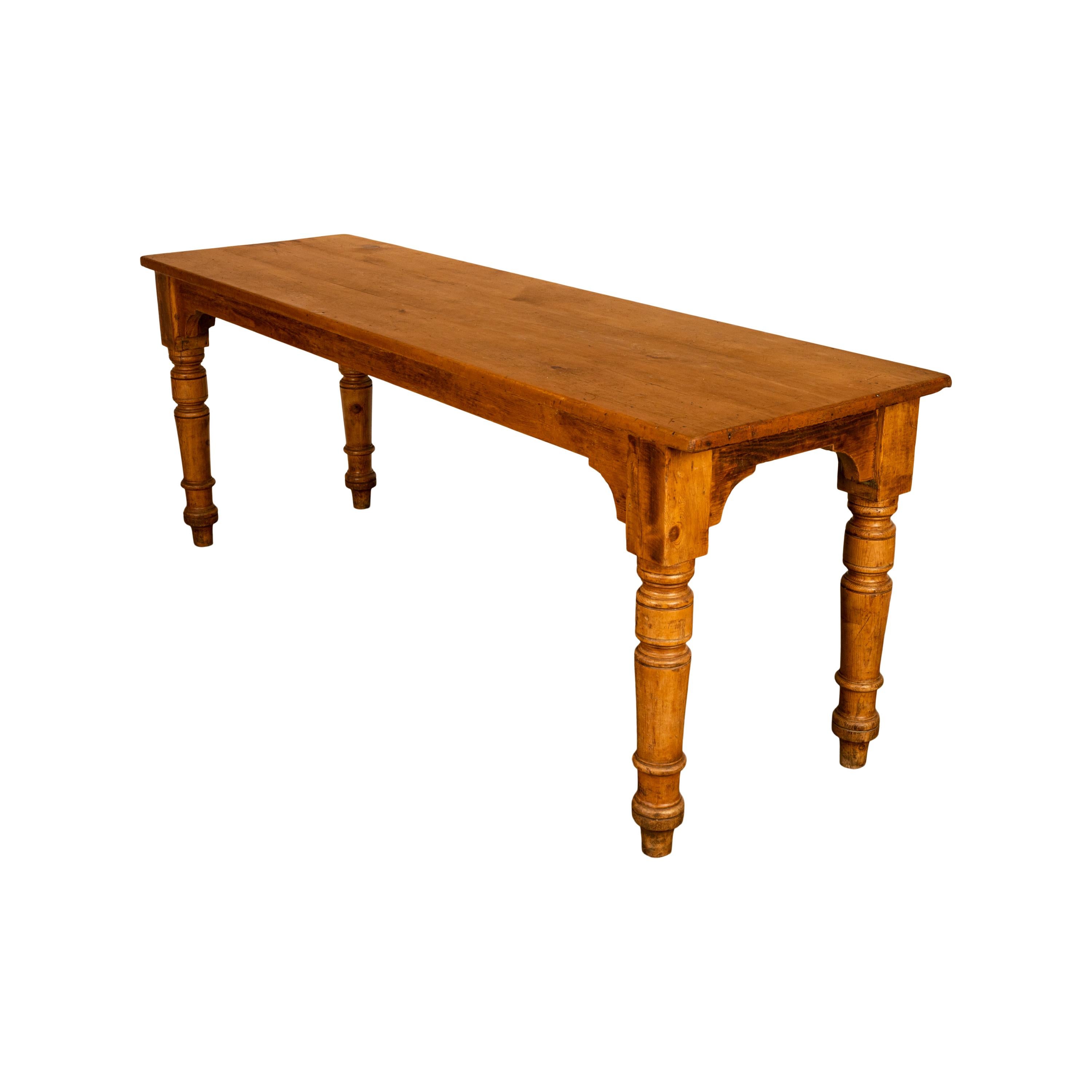Mid-19th Century Antique 19th Century English Pine Country Farmhouse 8 seat Dining Table 1860 For Sale