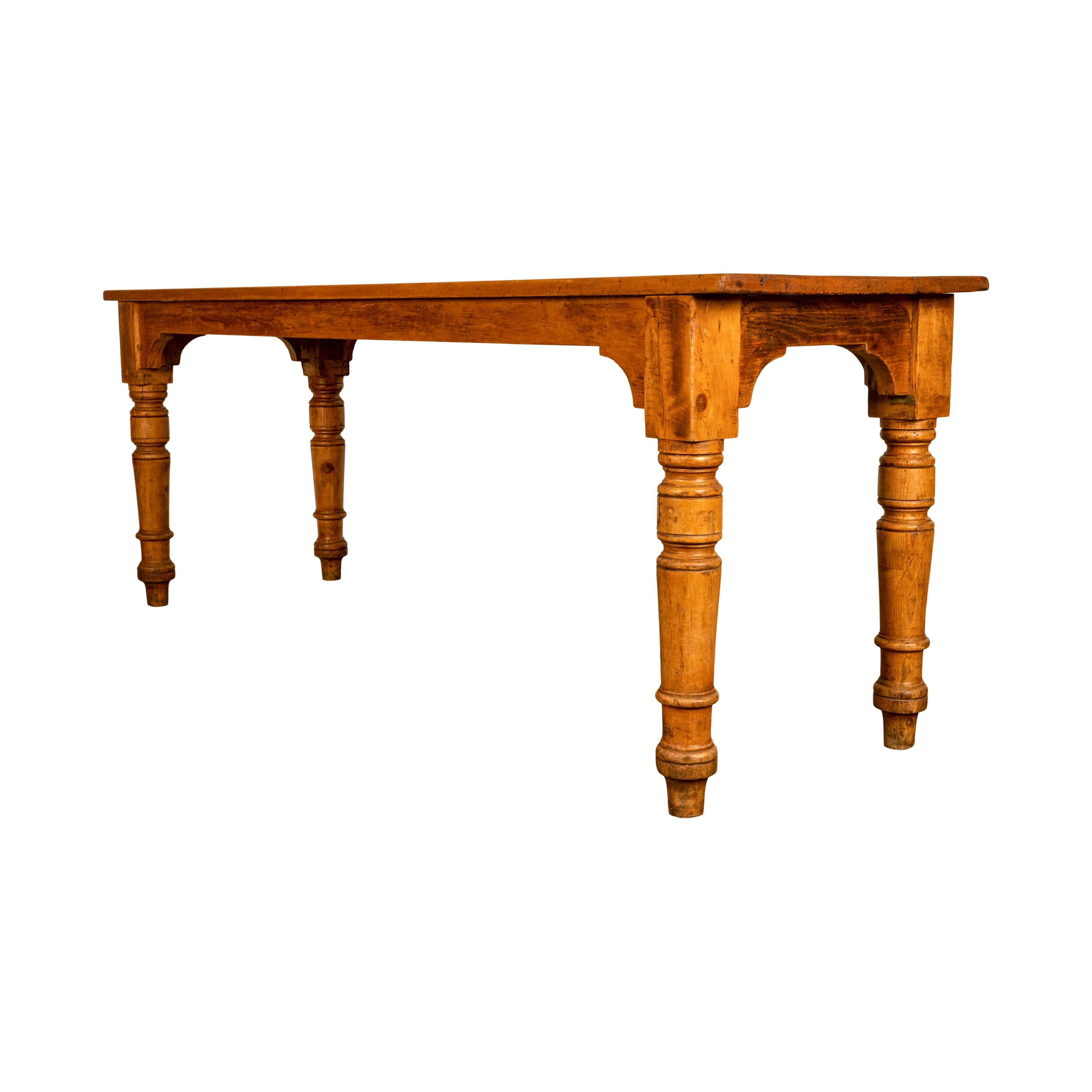 Antique 19th Century English Pine Country Farmhouse 8 seat Dining Table 1860 For Sale 1