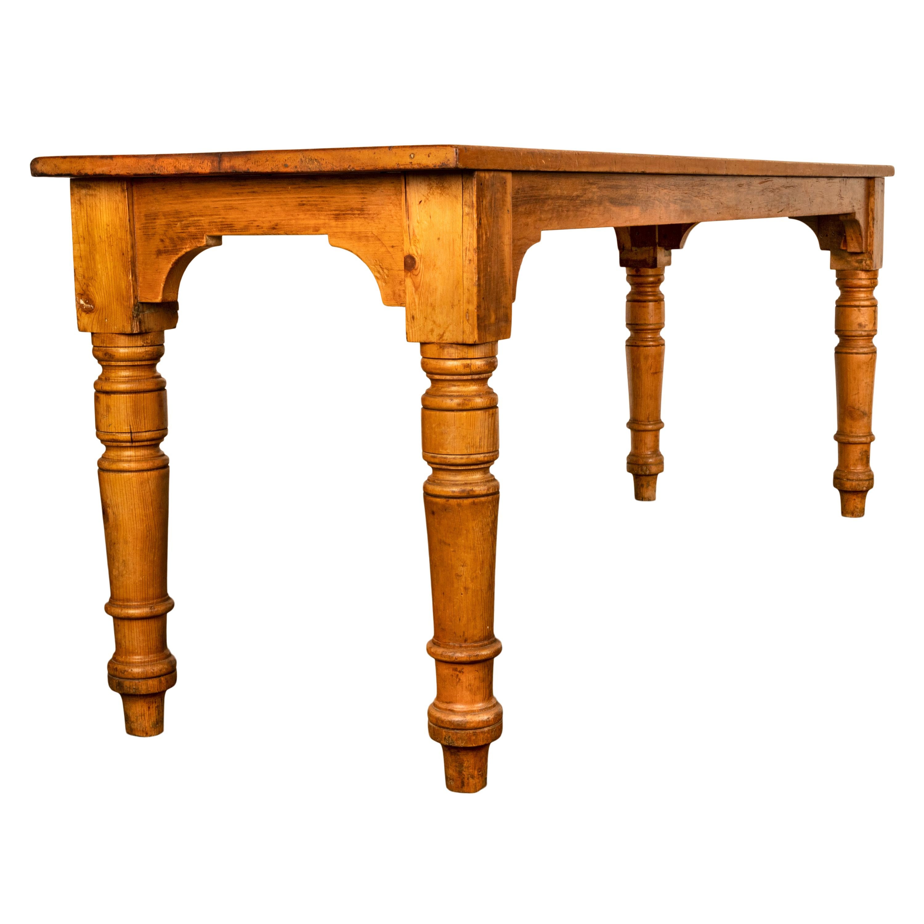 Antique 19th Century English Pine Country Farmhouse 8 seat Dining Table 1860 For Sale 2