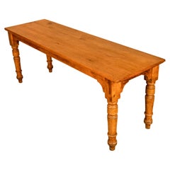 Antico tavolo da pranzo a 8 posti in pino inglese del XIX secolo 1860