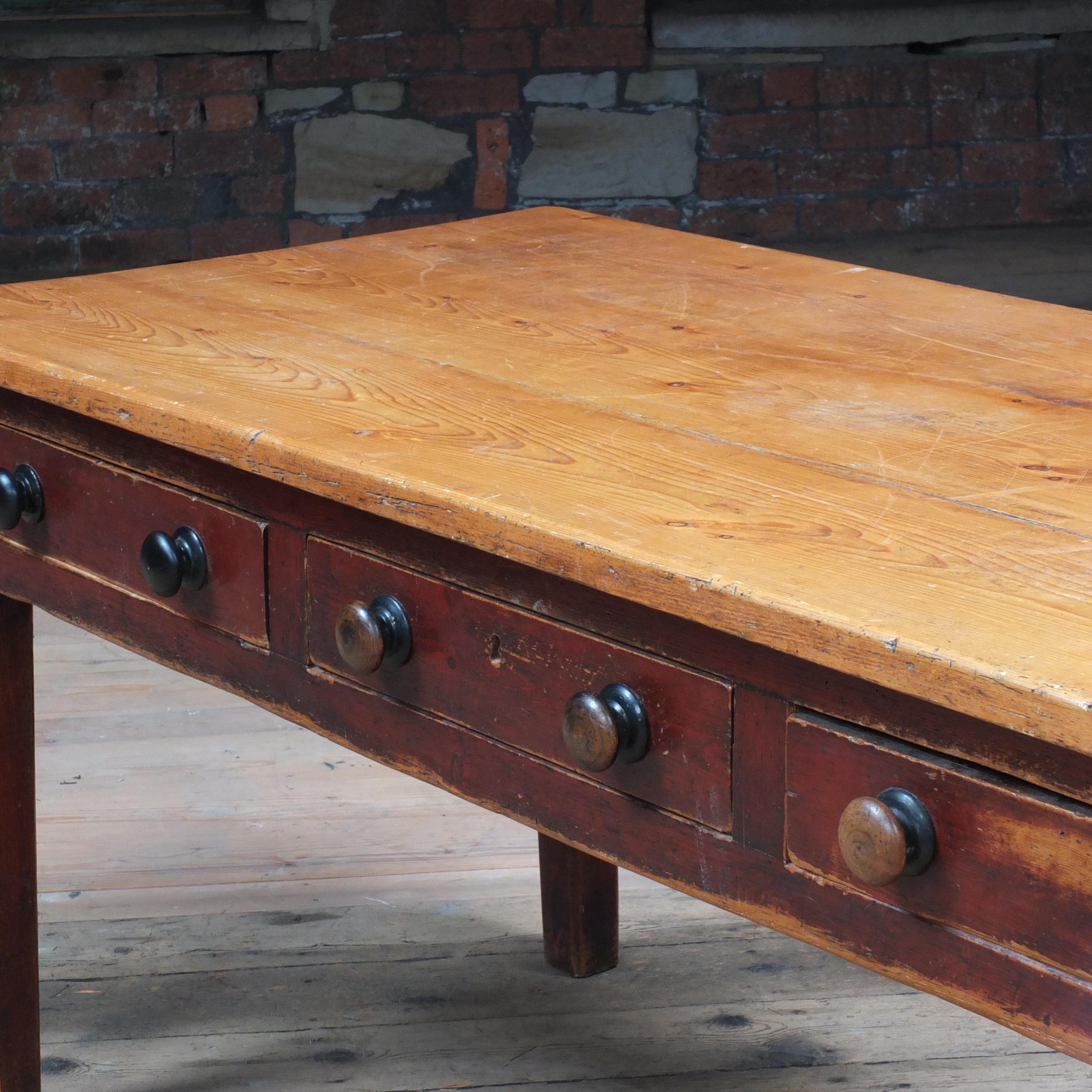 Antique 19th Century English Pitch Pine Prep Table 7