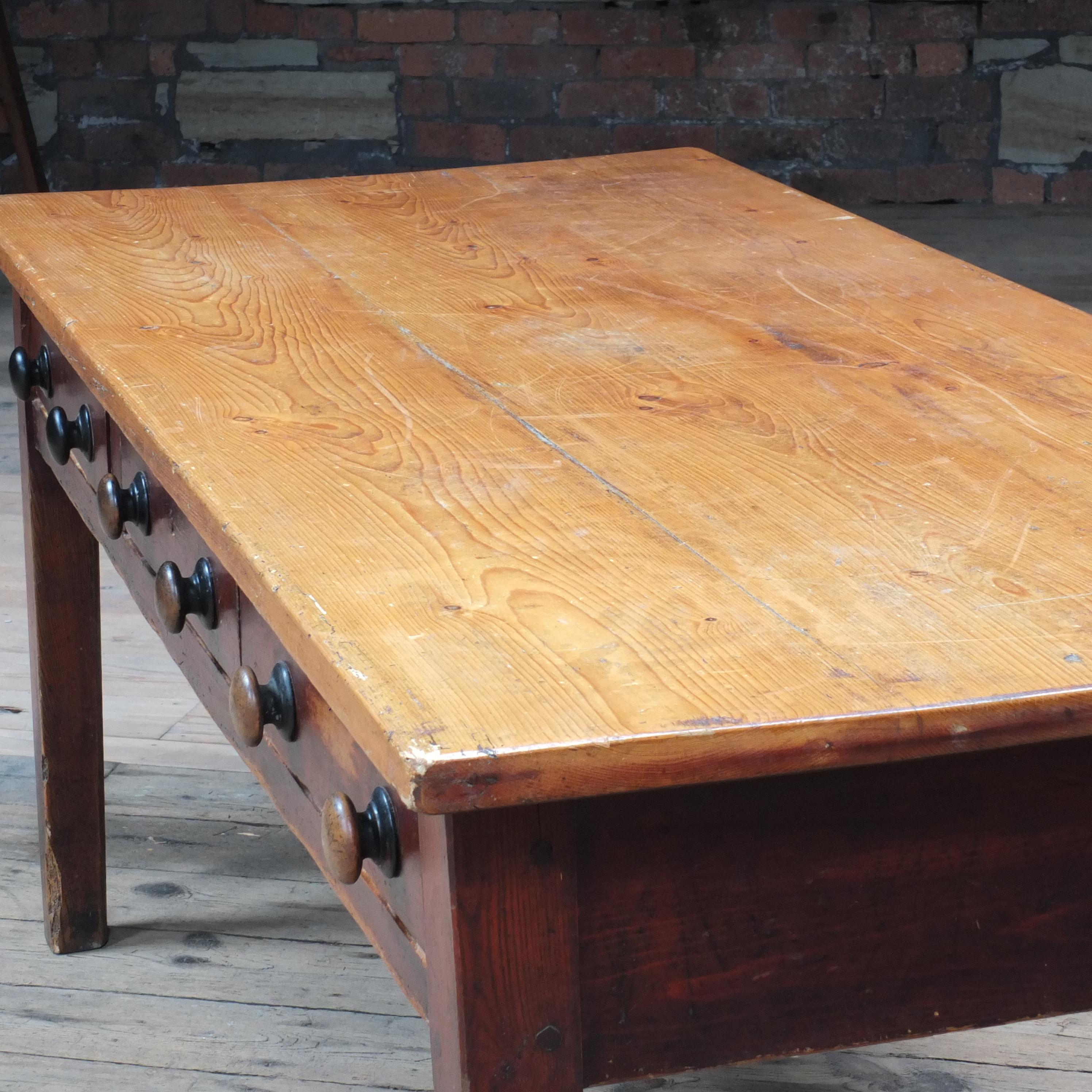 Antique 19th Century English Pitch Pine Prep Table 8