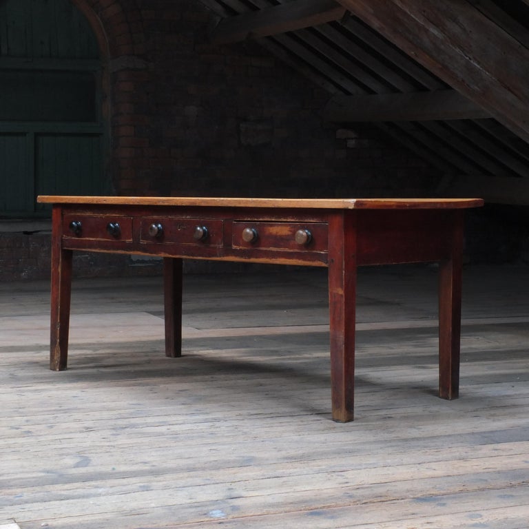 Antique 19th Century English Pitch Pine Prep Table at 1stDibs