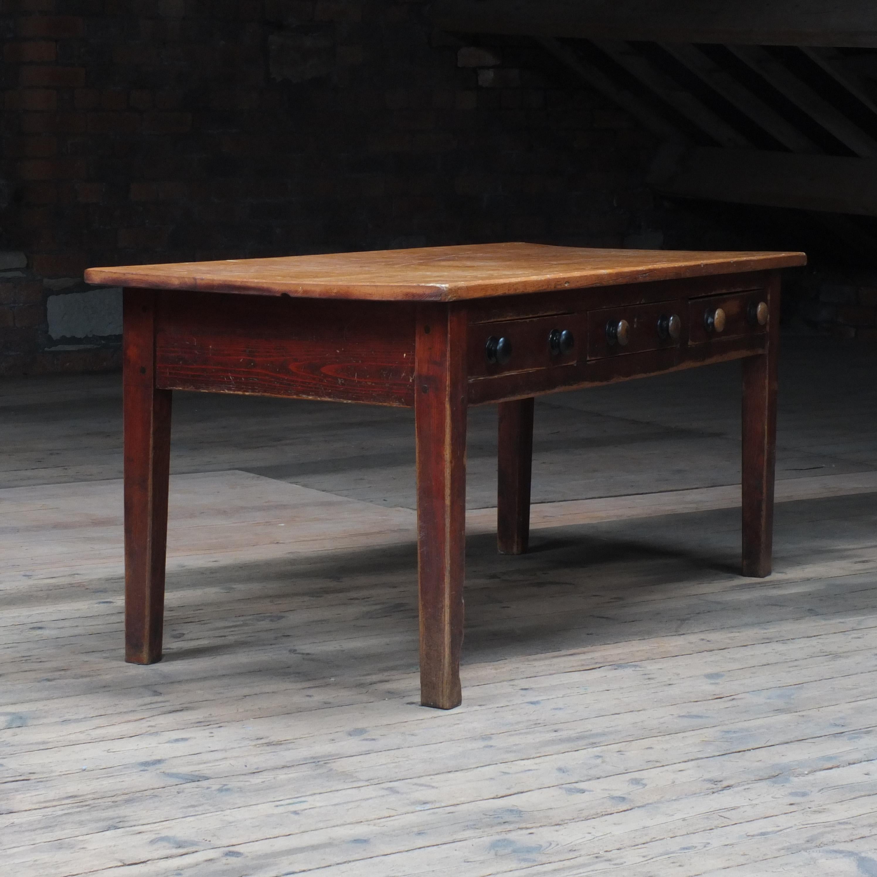 Antique 19th Century English Pitch Pine Prep Table 1