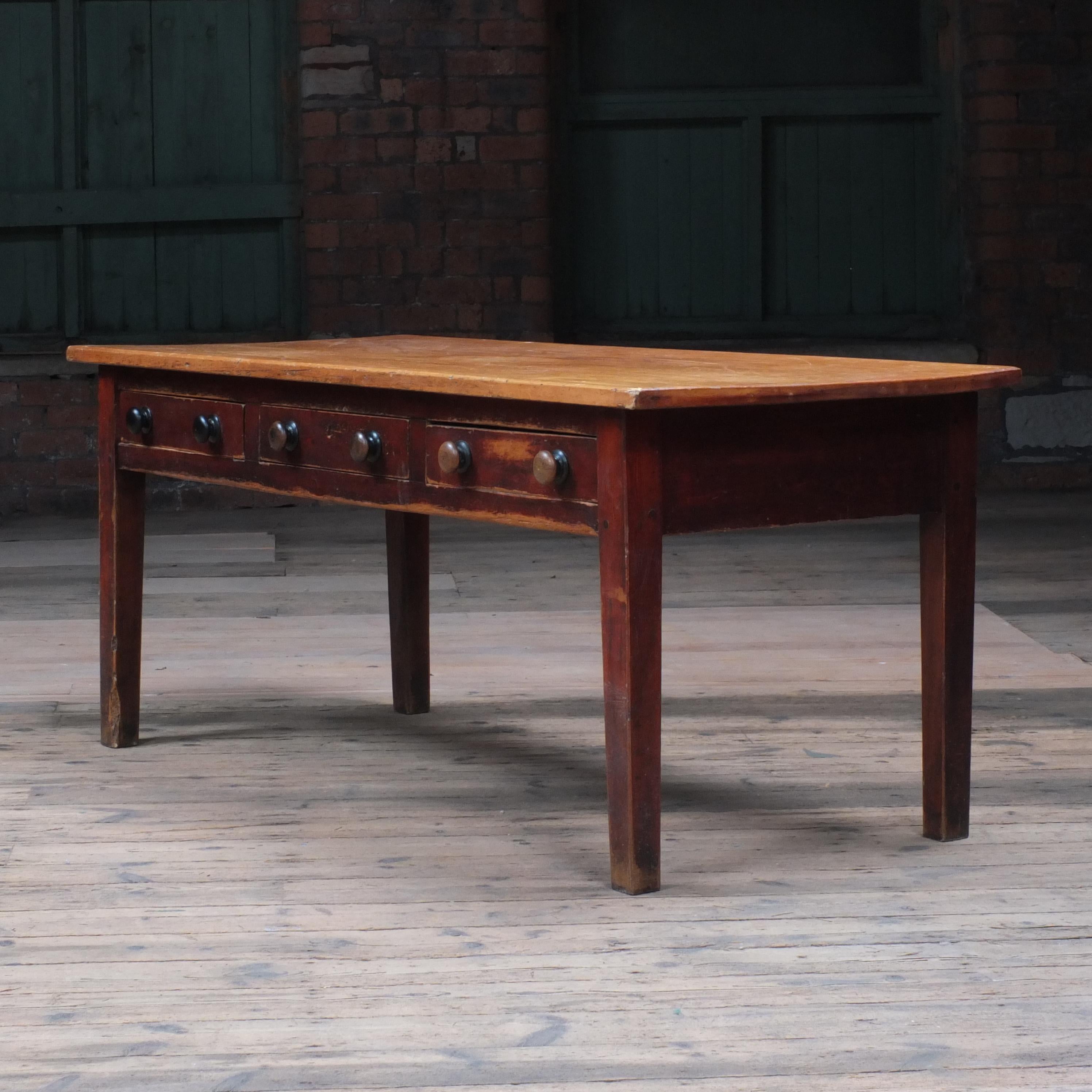 Antique 19th Century English Pitch Pine Prep Table 2