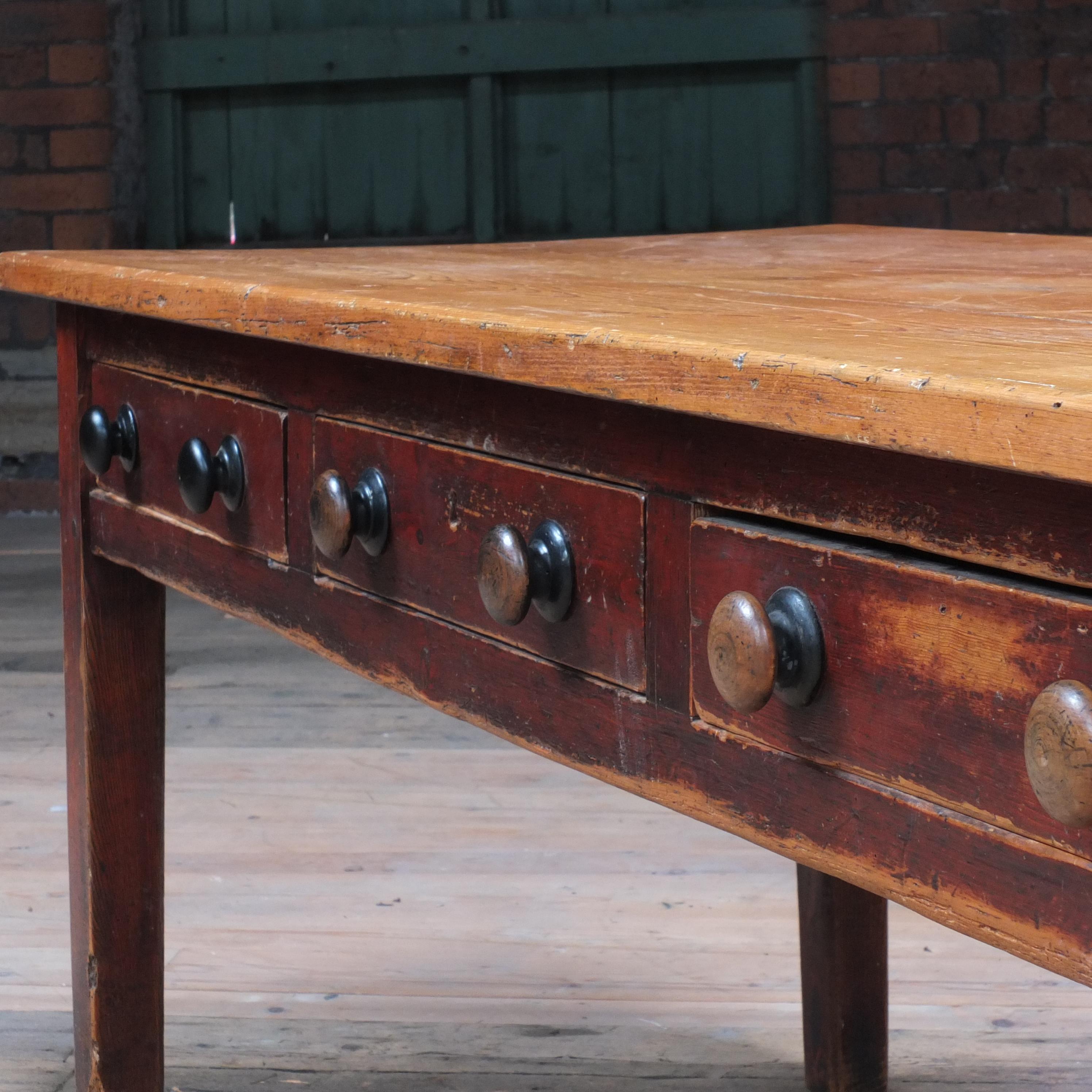 Antique 19th Century English Pitch Pine Prep Table 3