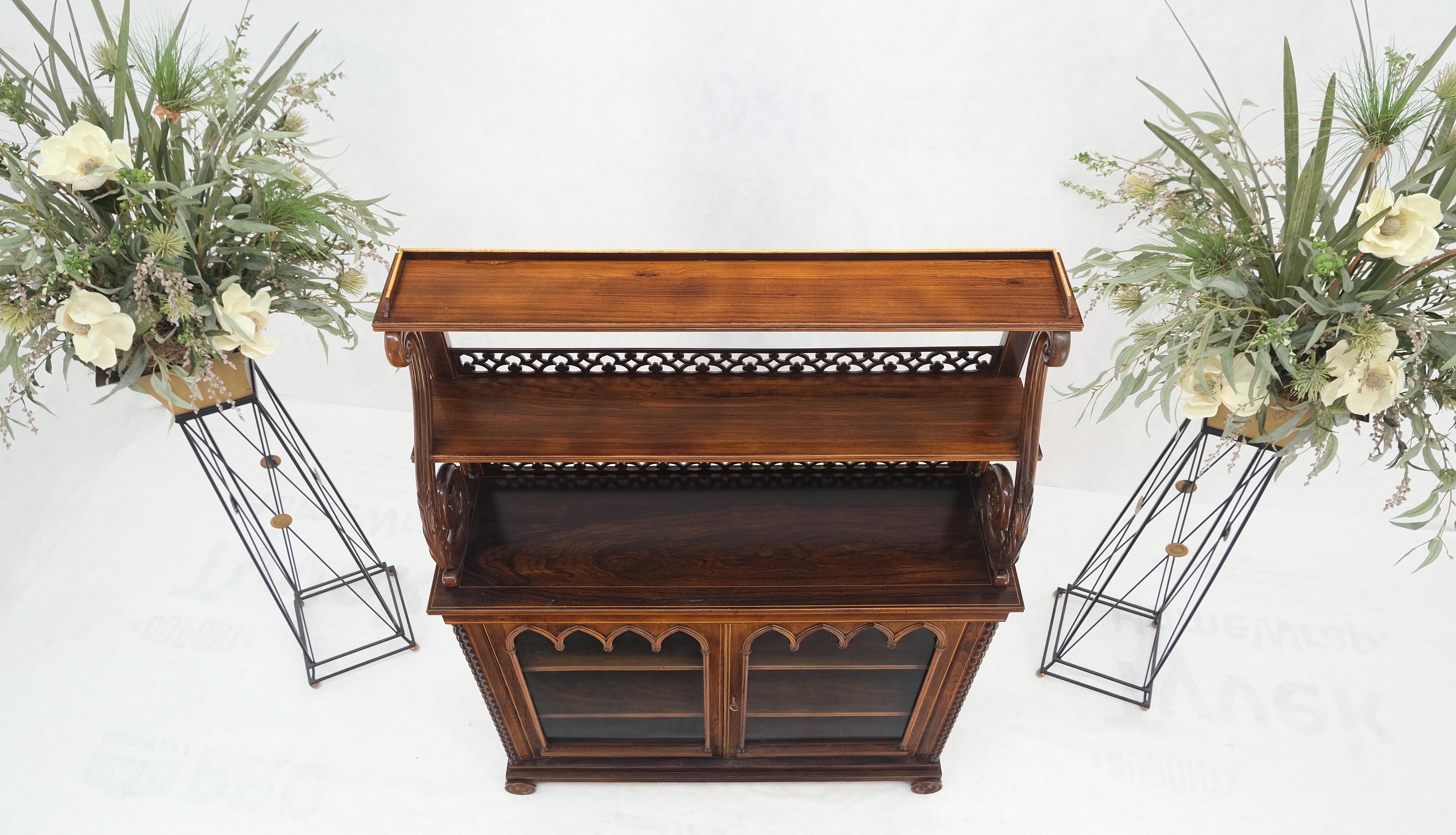 Brass Antique 19th Century English Regency Carved Rosewood Tiered Sideboard Mint! For Sale