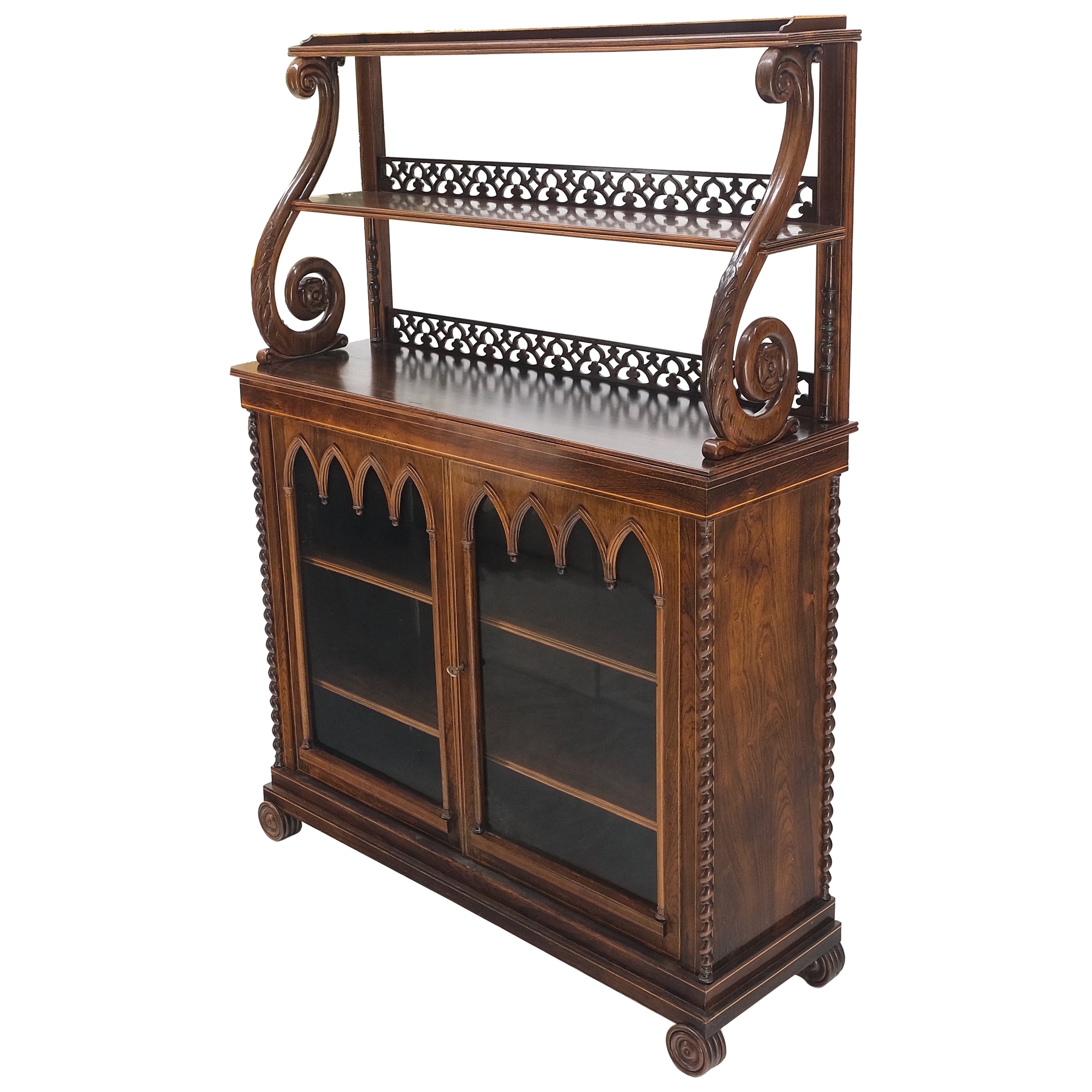 Antikes geschnitztes englisches Regency-Rosenholz aus dem 19. Jahrhundert  Gestuftes Sideboard MINT! im Angebot