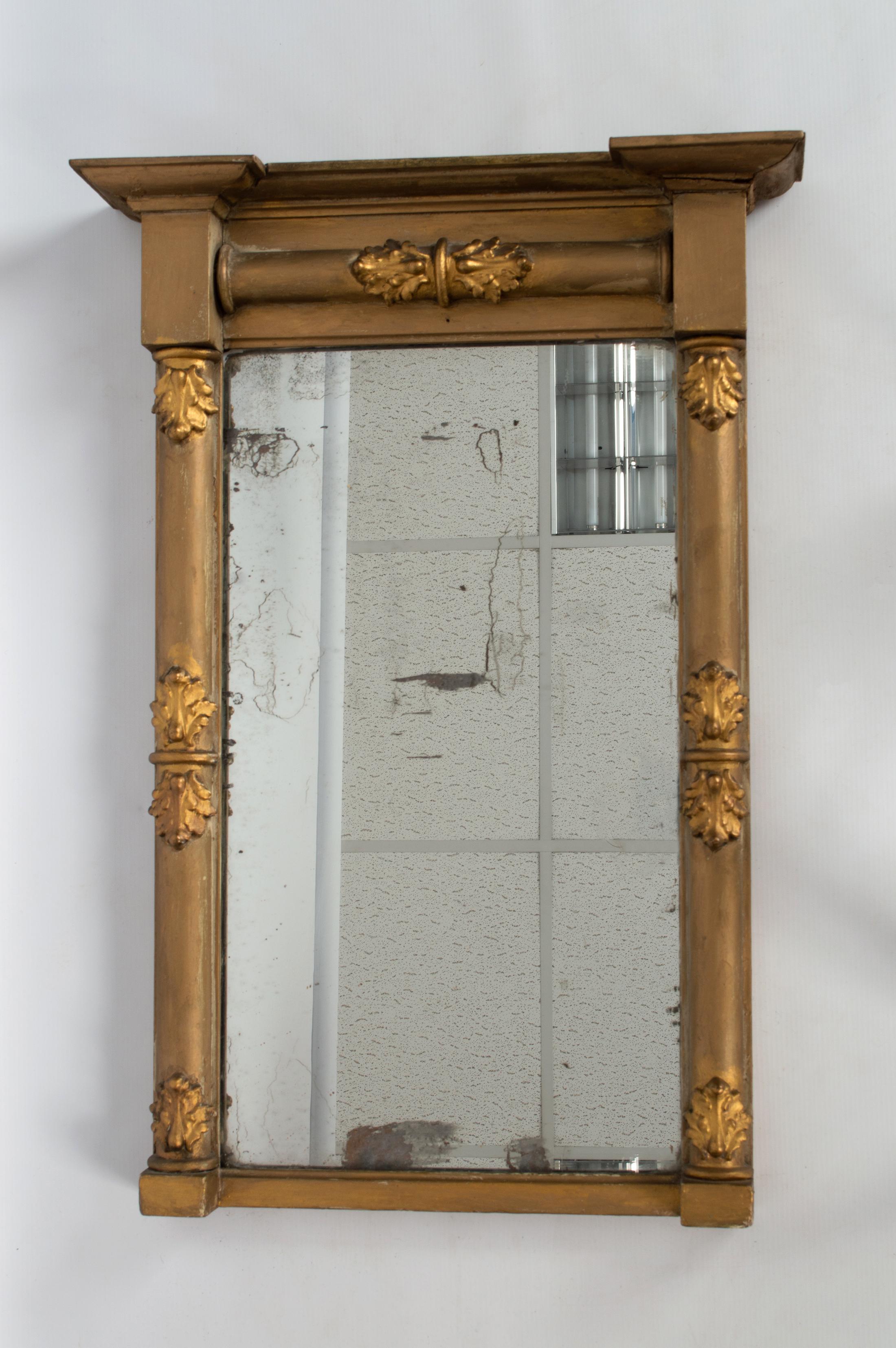 Gilt Antique 19th Century English Regency Gesso Pier Mirror C.1820 For Sale