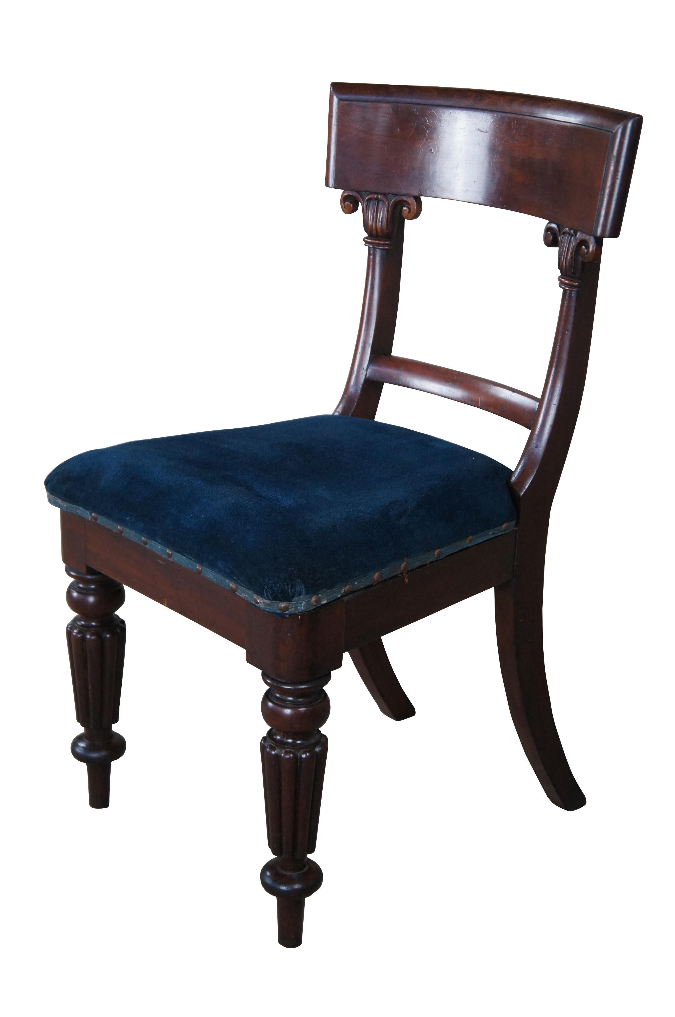 Antique 19th Century English Regency Mahogany Dining Side Desk Chair Empire In Good Condition In Dayton, OH