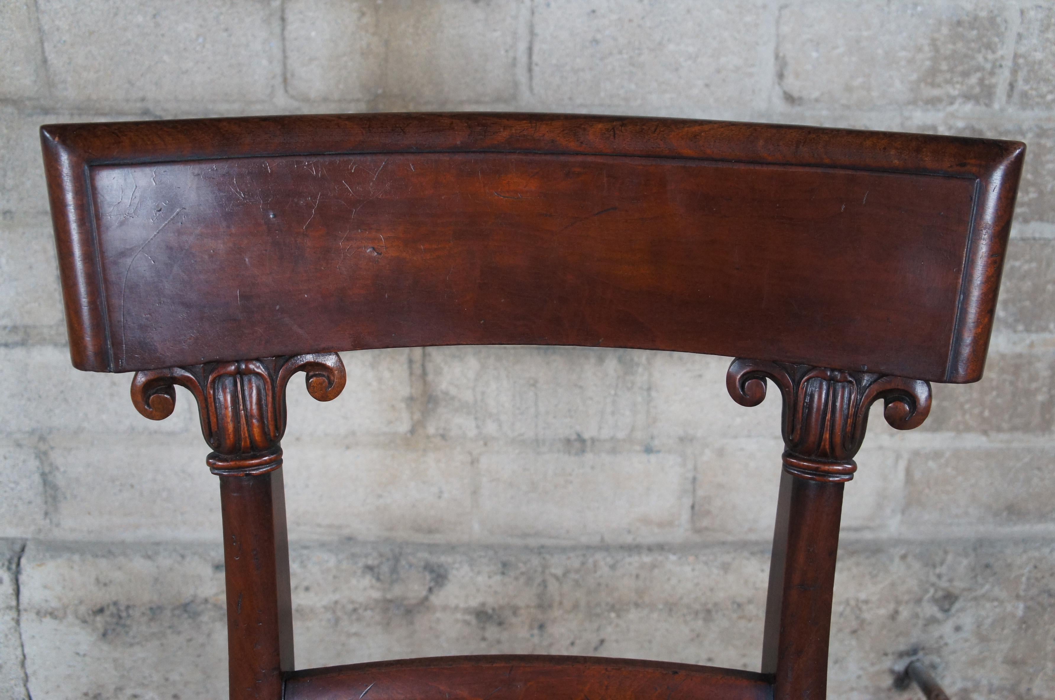 Upholstery Antique 19th Century English Regency Mahogany Dining Side Desk Chair Empire