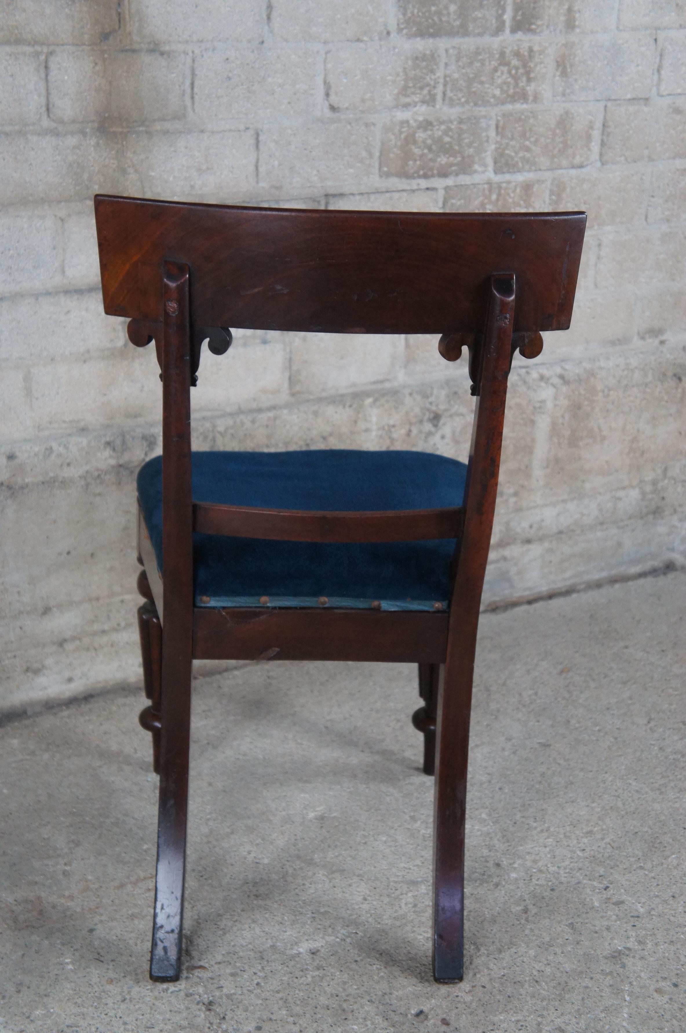 Antique 19th Century English Regency Mahogany Dining Side Desk Chair Empire 4