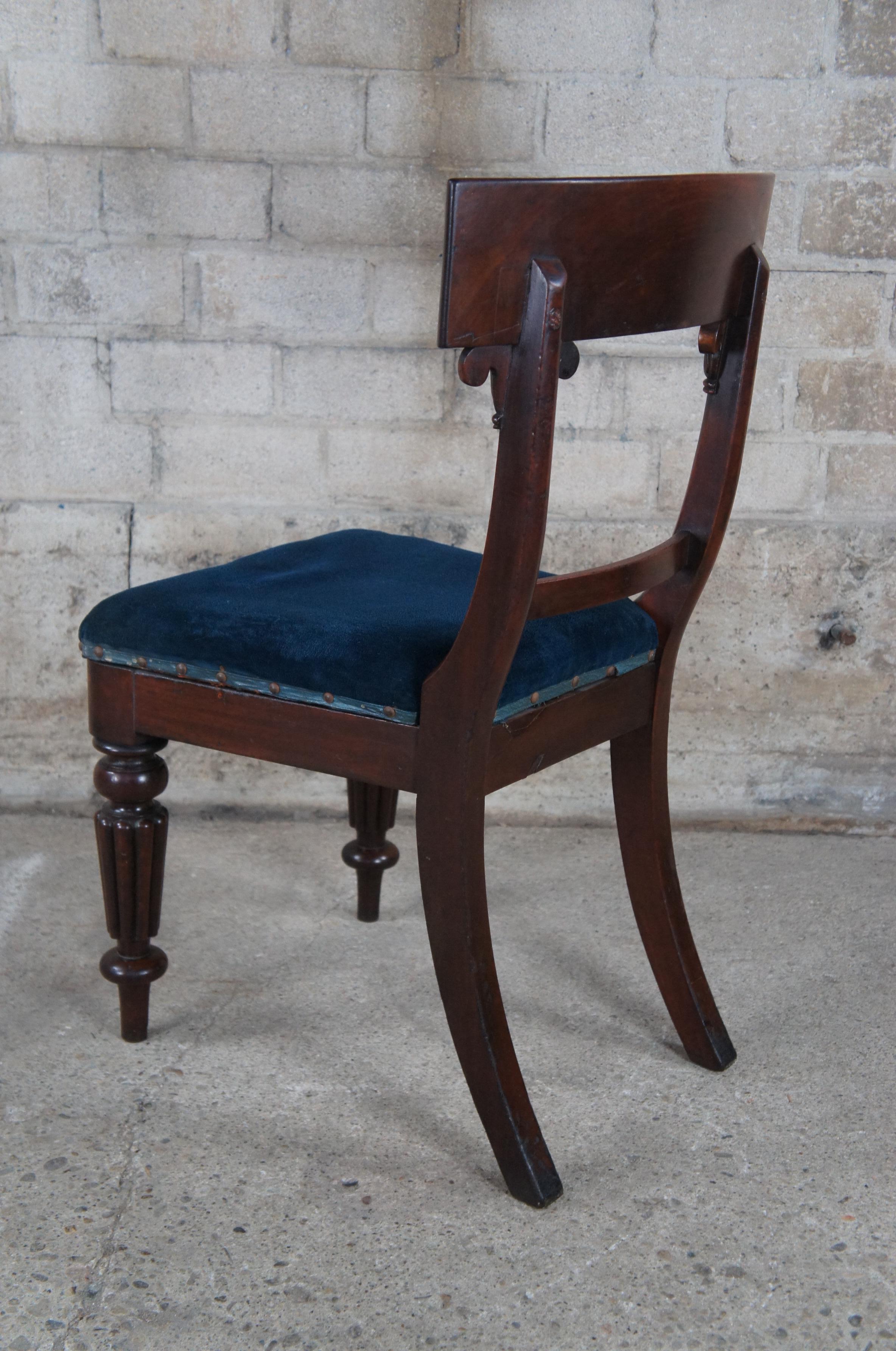 Antique 19th Century English Regency Mahogany Dining Side Desk Chair Empire 5