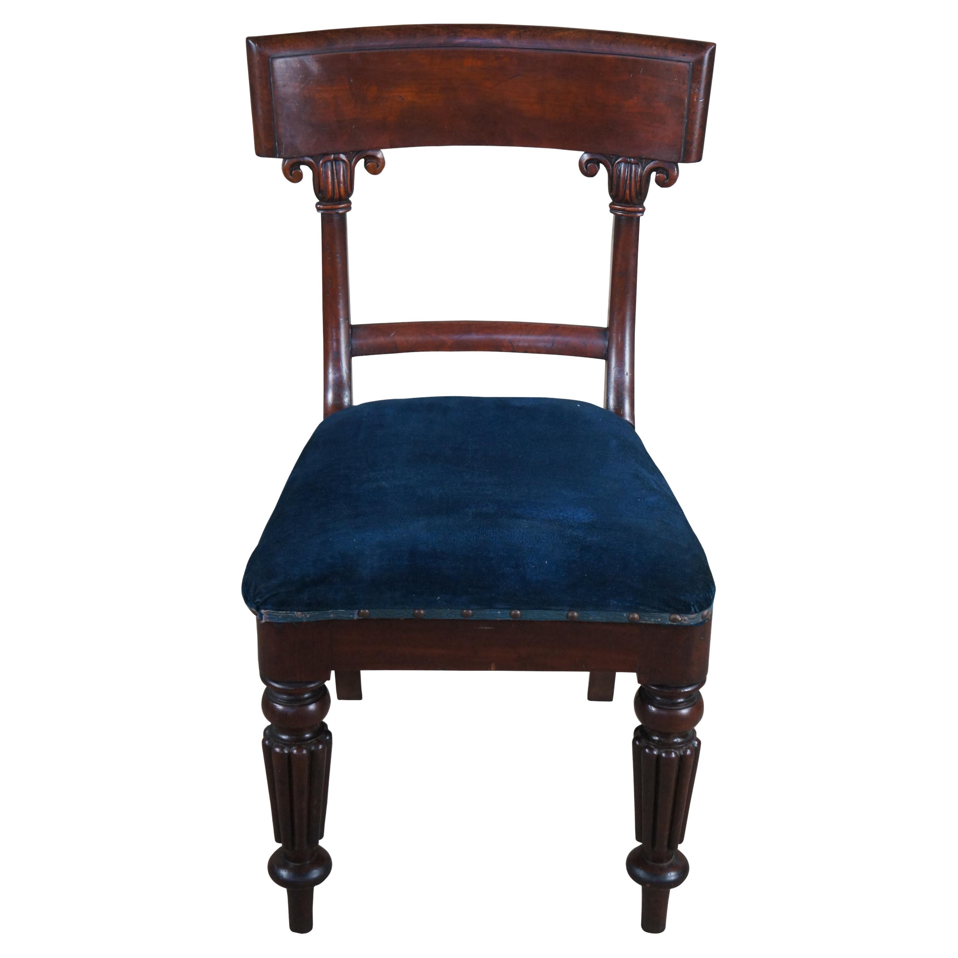 Antique 19th Century English Regency Mahogany Dining Side Desk Chair Empire